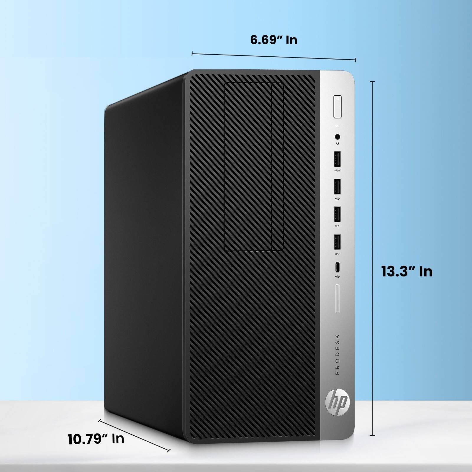 6.69" In  
13.3" In  
10.79" In  
PRODESK hp