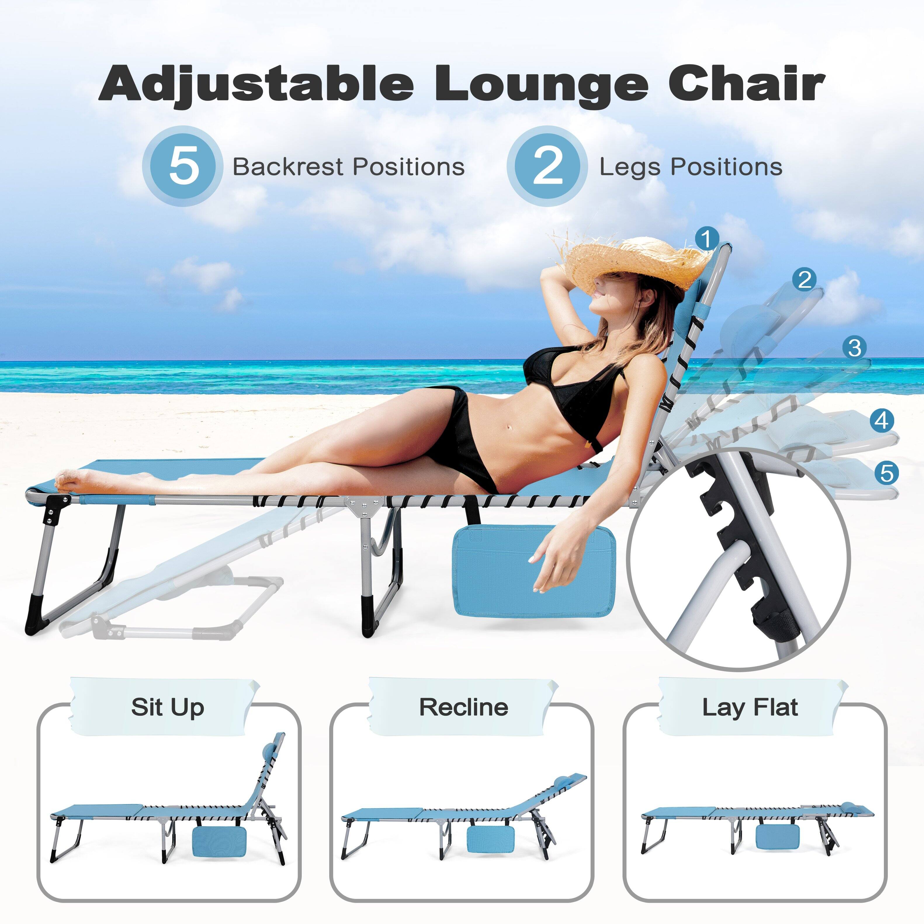 Adjustable Lounge Chair

5 Backrest Positions
2 Legs Positions

1 Sit Up
2 Recline
3 Lay Flat

1
2
3
4
5