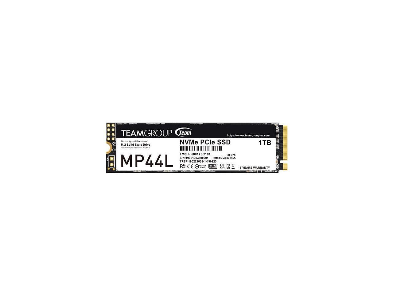 Team Group - MP44L M.2 2280 1TB PCIe 4.0 x4 with NVMe 1.4 TLC Internal Solid State Drive (SSD) TM8FPK001T0C101