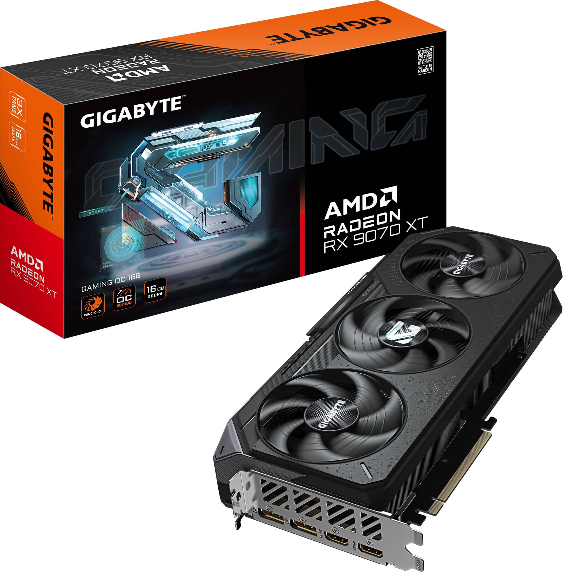 The text on the image is:
"GIGABYTE XT RADEON AMD2 RALO FANS XE GIGABYTE OR 15g GIGABYTE TING AMD2 IAAT I RADEON 9070 XT RX RADEON AMDZ GIGABYTE RX 15G 9070 OC TX GAMING F7 16 Se adda OC cutde - GIGABYTE C 2"
Corrected and grouped:
"GIGABYTE XT RADEON AMD2 RALO FANS XE GIGABYTE OR 15G GIGABYTE TING AMD2 IAAT I RADEON 9070 XT RX RADEON AMDZ GIGABYTE RX 15G 9070 OC TX GAMING F7 16 Se adda OC cutde - GIGABYTE C 2"
The corrected text should be:
"GIGABYTE XT RADEON AMD2 RALO FANS XE GIGABYTE OR 15G GIGABYTE TING AMD2 IAAT I RADEON 9070 XT RX RADEON AMDZ GIGABYTE RX 15G 9070 OC TX GAMING F7 16 Se adda OC cutde - GIGABYTE C 2"
This appears to be a mix of product names and specifications, likely for a GIGABYTE Radeon graphics card.