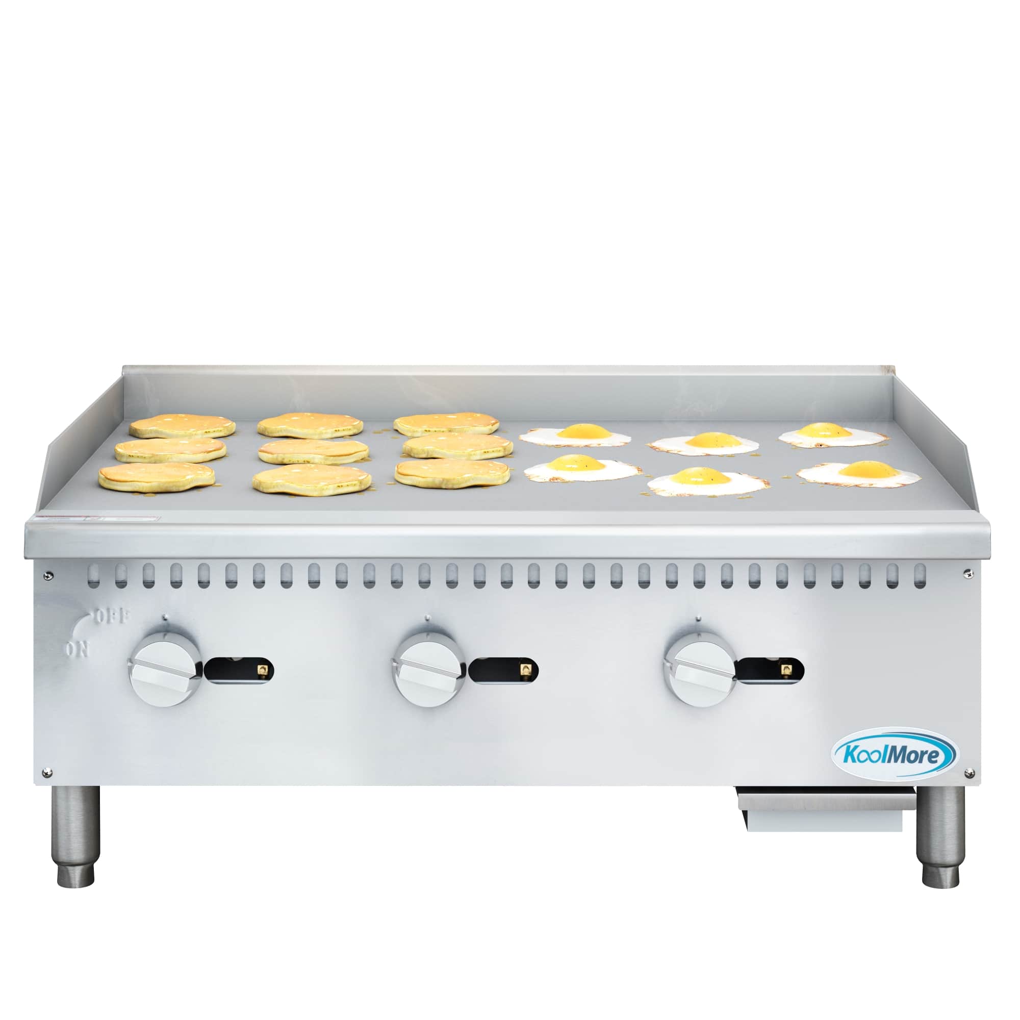 Koolmore - 36 in. Natural Gas 3-Burner Griddle with 90,000 BTU in Stainless-Steel (KM-GG3-36M) - Silver