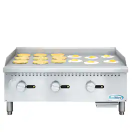 Koolmore - 36 in. Natural Gas 3-Burner Griddle with 90,000 BTU in Stainless-Steel (KM-GG3-36M) - Silver