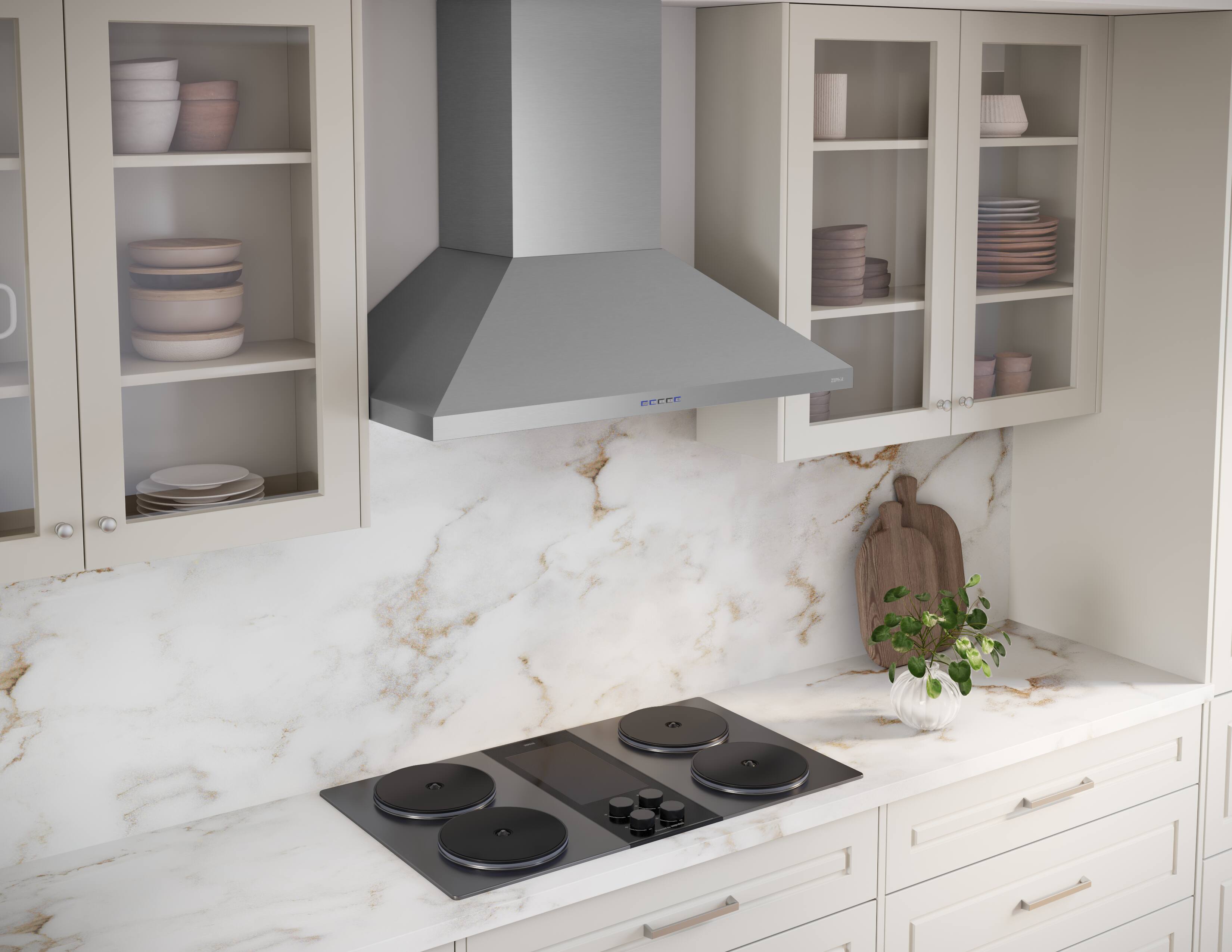 Alt View 14. Zephyr - Ombra 30 in. 600 CFM Wall Mount Range Hood - Stainless Steel.