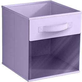 Sorbus - 11 Inch Collapsible Fabric Storage Bin with Clear Window - for Organizing Clothes, Toys, Books, Shelves, Figures - Pastel Purple