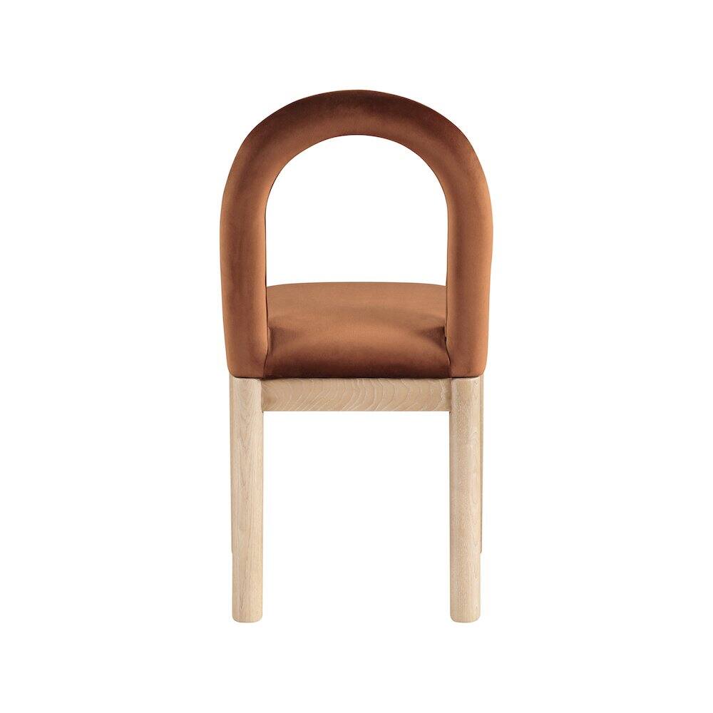 Alt View 4. Meridian Furniture - Conrad Cognac Velvet Dining Chair - Brown.