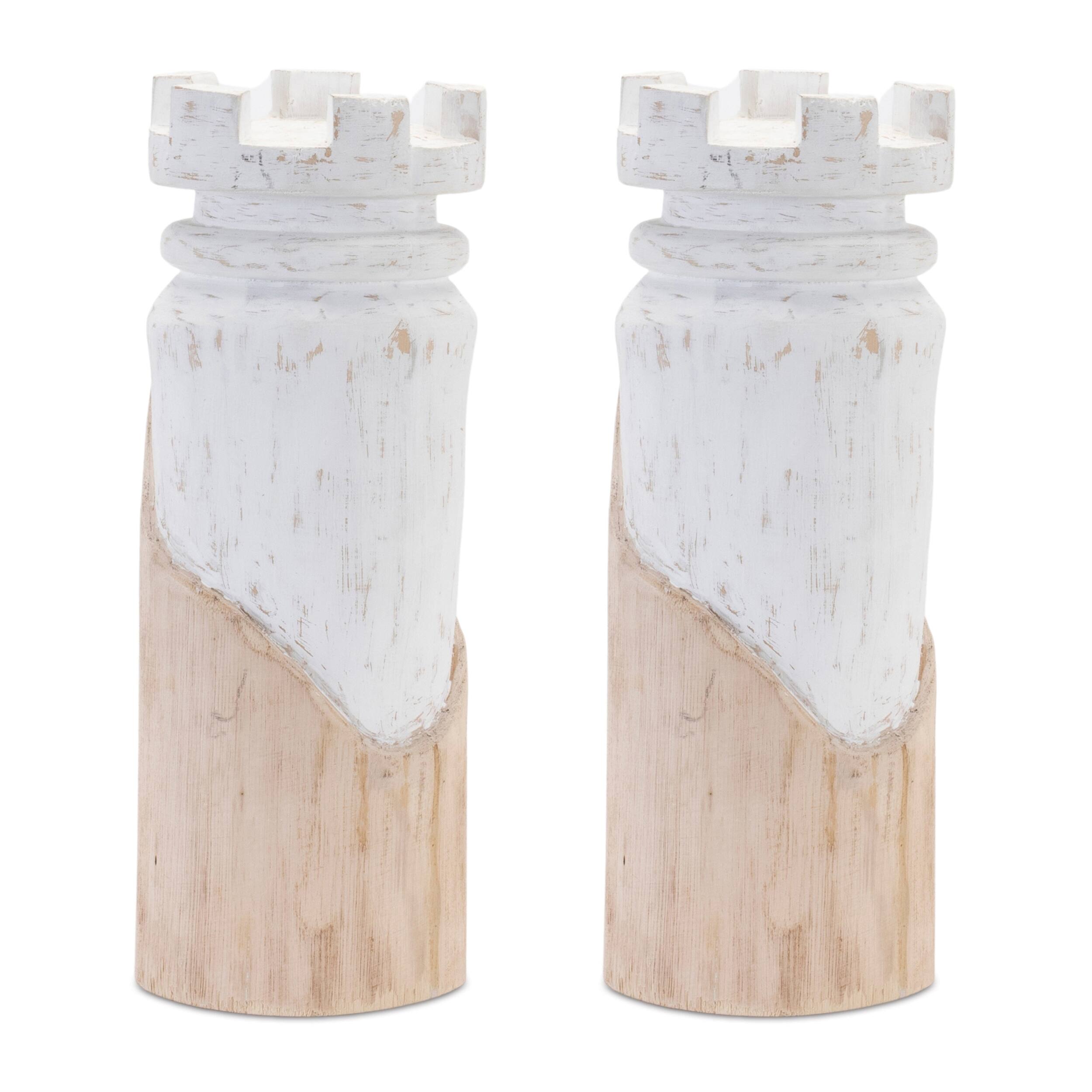 Back. BreeBe - Mango Wood Chess Piece (Set of 2) - White, Brown.