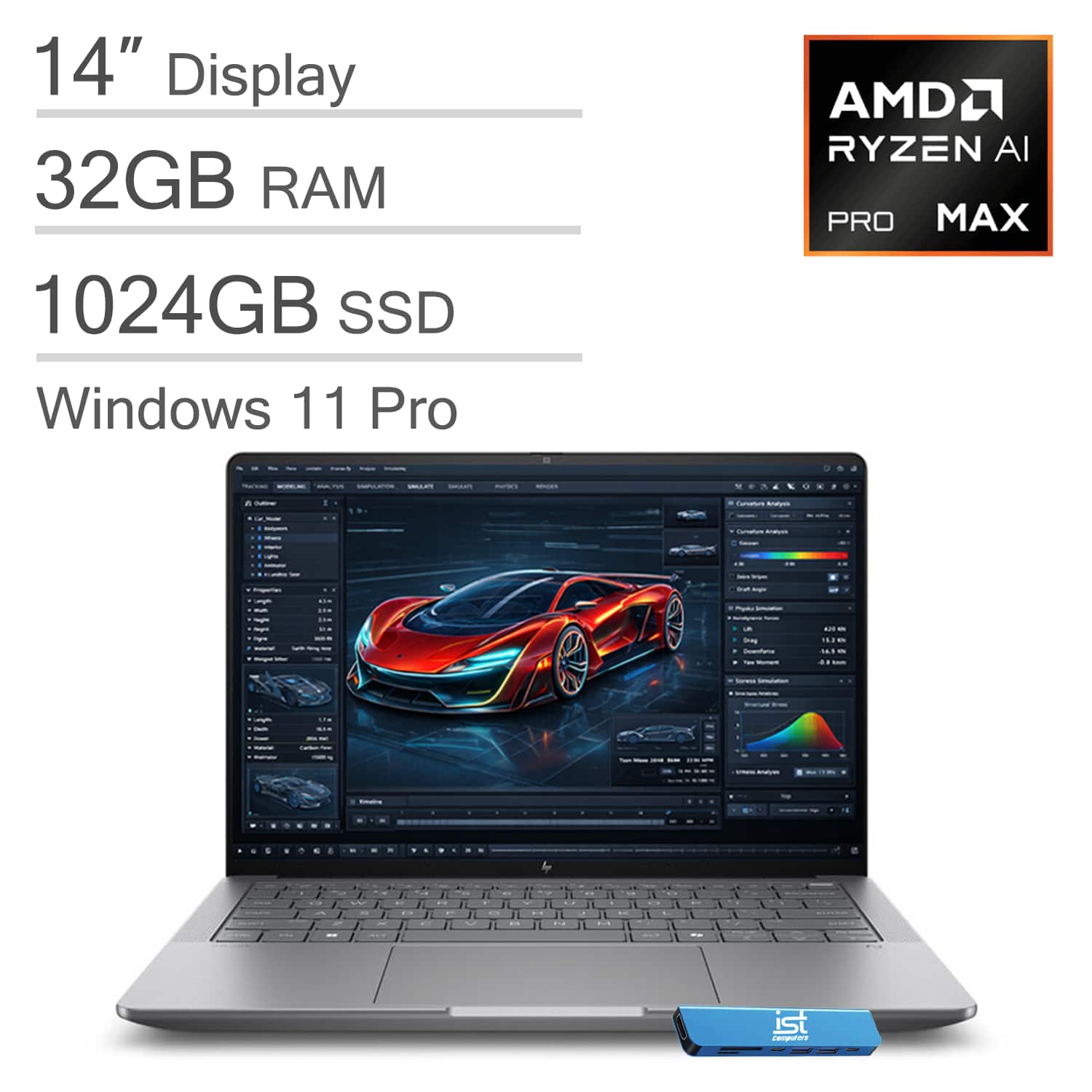 HP - ZBook Ultra G1a 14'' FHD+ Mobile Workstation AI Laptop - AMD Ryzen AI Max PRO 385 with AMD Radeon 8050S - Windows 11 Pro - Meteor Silver