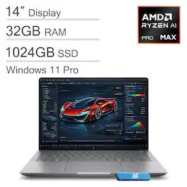HP - ZBook Ultra G1a 14'' FHD+ Mobile Workstation AI Laptop - AMD Ryzen AI Max PRO 385 with AMD Radeon 8050S - Windows 11 Pro - Meteor Silver