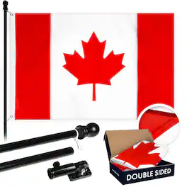 G128 - 6 Ft Tangle-Free Spinning Aluminum Flagpole with Double-Sided 3x6 Canada Flag - Assorted Colors