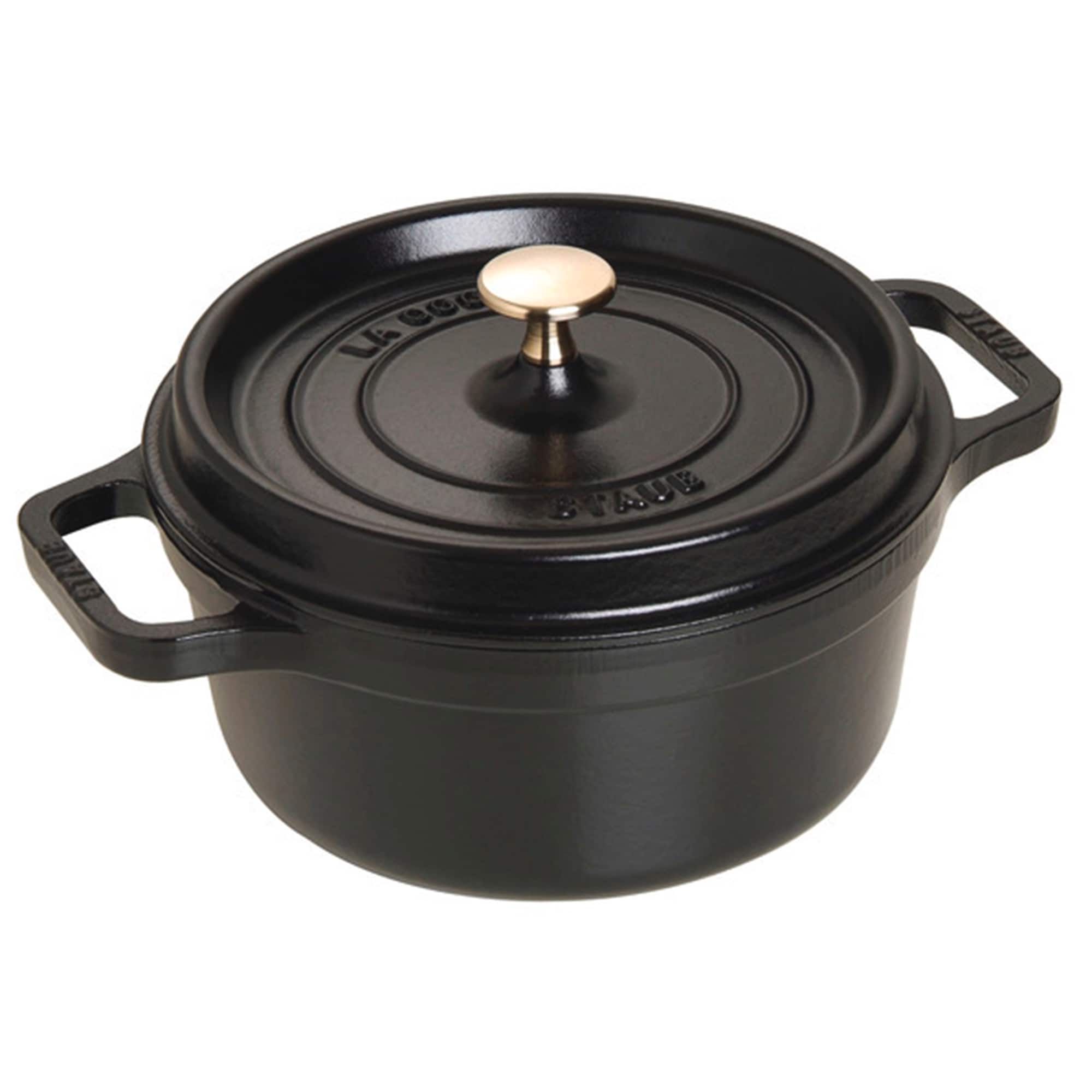 Staub - Cast Iron Round Cocotte, Dutch Oven, 2.75-quart, serves 2-3, Made in France - Matte Black