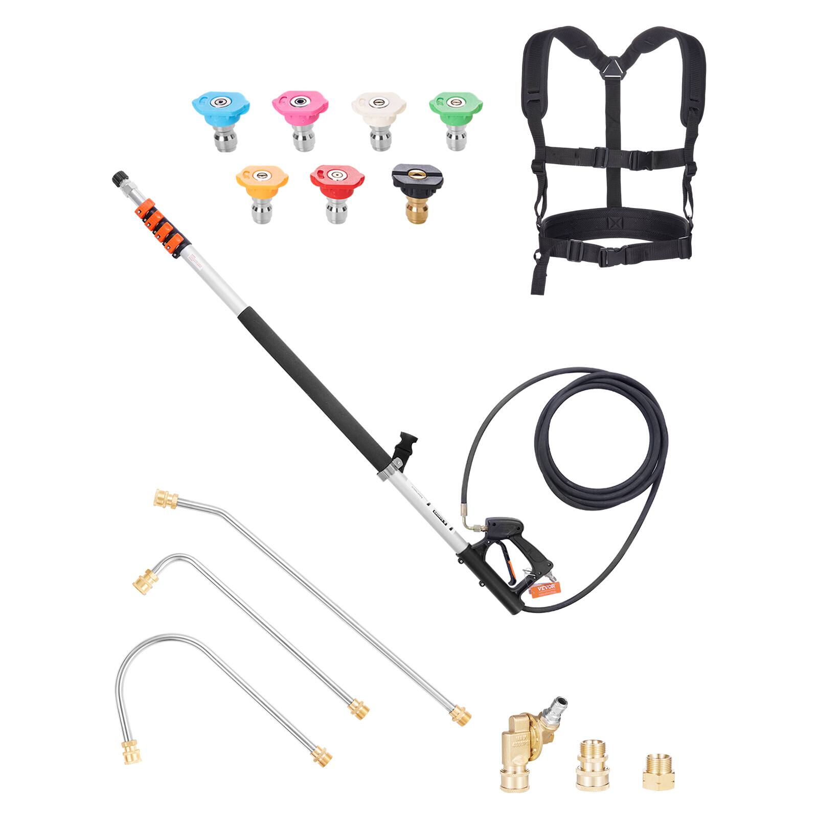 Alt View 4. VEVOR - Pressure Washer Telescoping Wand, 21 ft, 4000 psi, Telescopic Spray Wand with Power Washer Extension Wands - Black + aluminum metallic color.