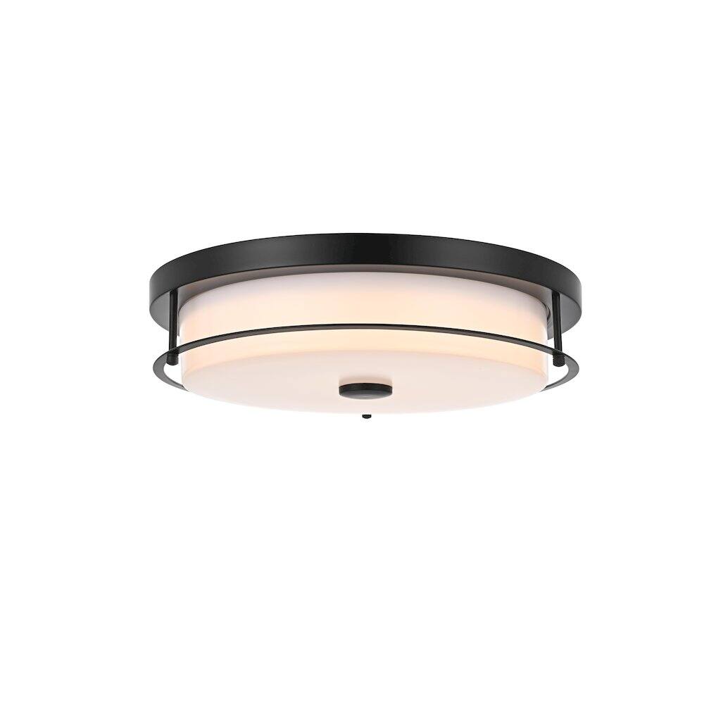 Alt View 2. Living District - Kolson 16 Inch Led Flush Mount Ceiling Light In Black - Black.