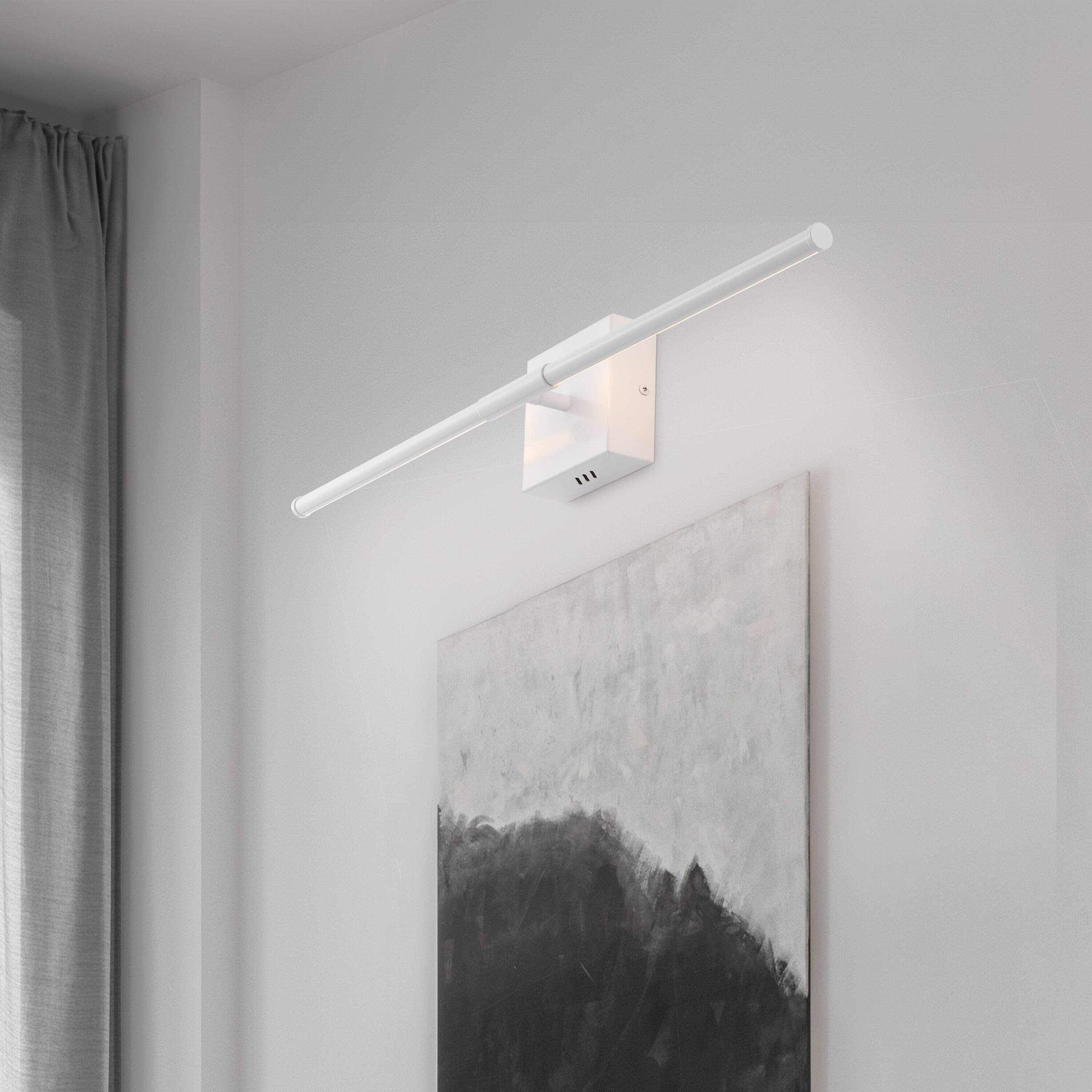 Alt View 7. Jonathan Y - Makena 28" Modern Minimalist Dimmable Integrated LED Metal Wall Sconce, White - White.