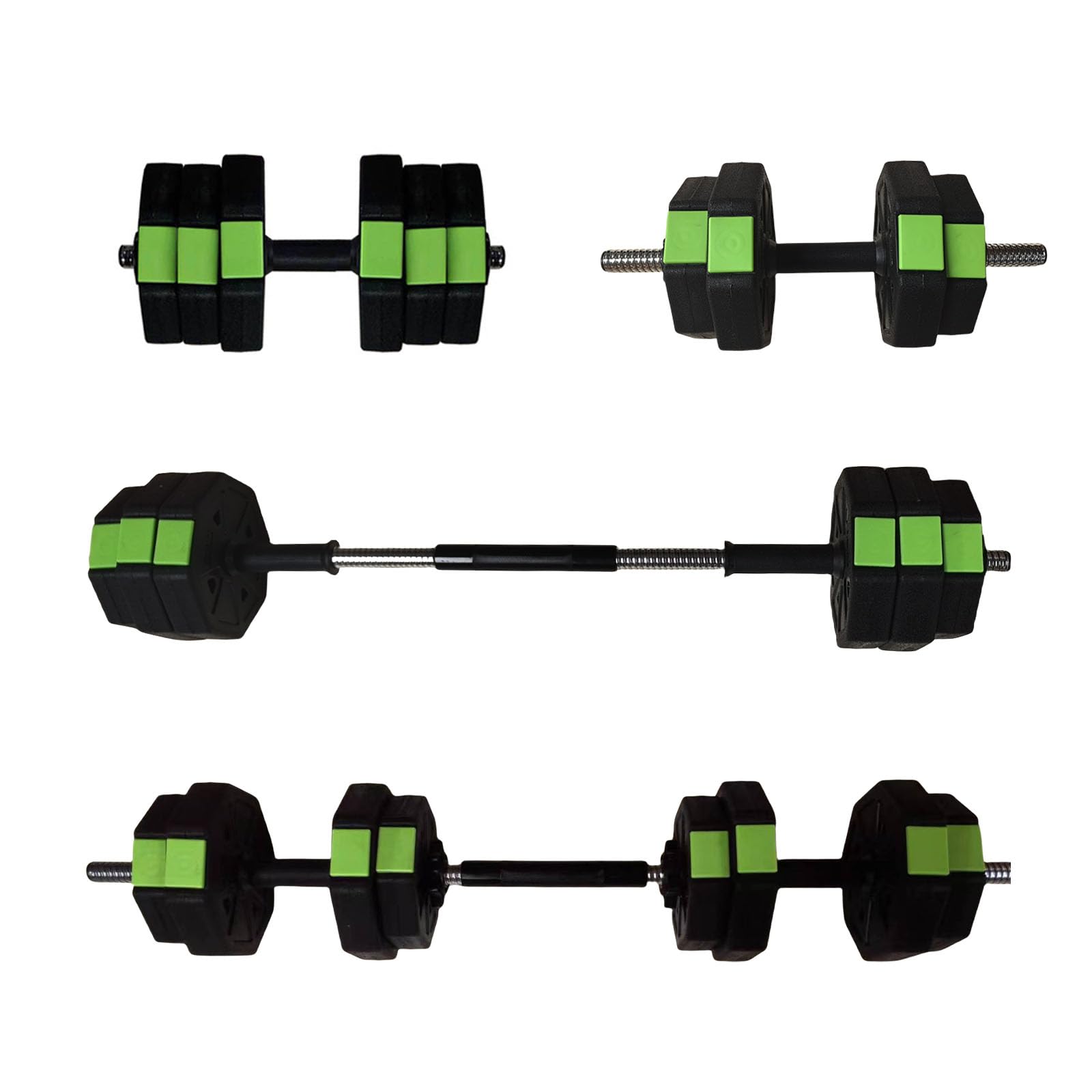 Front. Babevy - 2 in 1 Multi-Functional Design, Adjustable Dumbbell Weights Set, 30 LBS 15-Piece Comprehensive Set - Green.