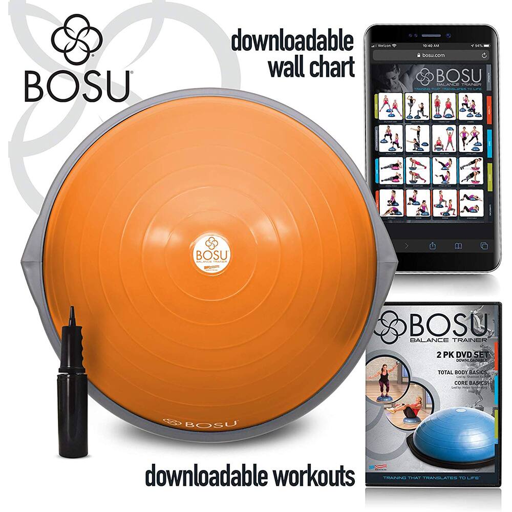 BOSU downloadable wall chart  
BOSU downloadable workouts  

BOSU Balance Trainer  
2 PK DVD SET  
TOTAL BODY BASICS  
CORE BASICS  
Led by Bosu Master Trainer  

BOSU  
TRAINING THAT TRANSLATES TO LIFE