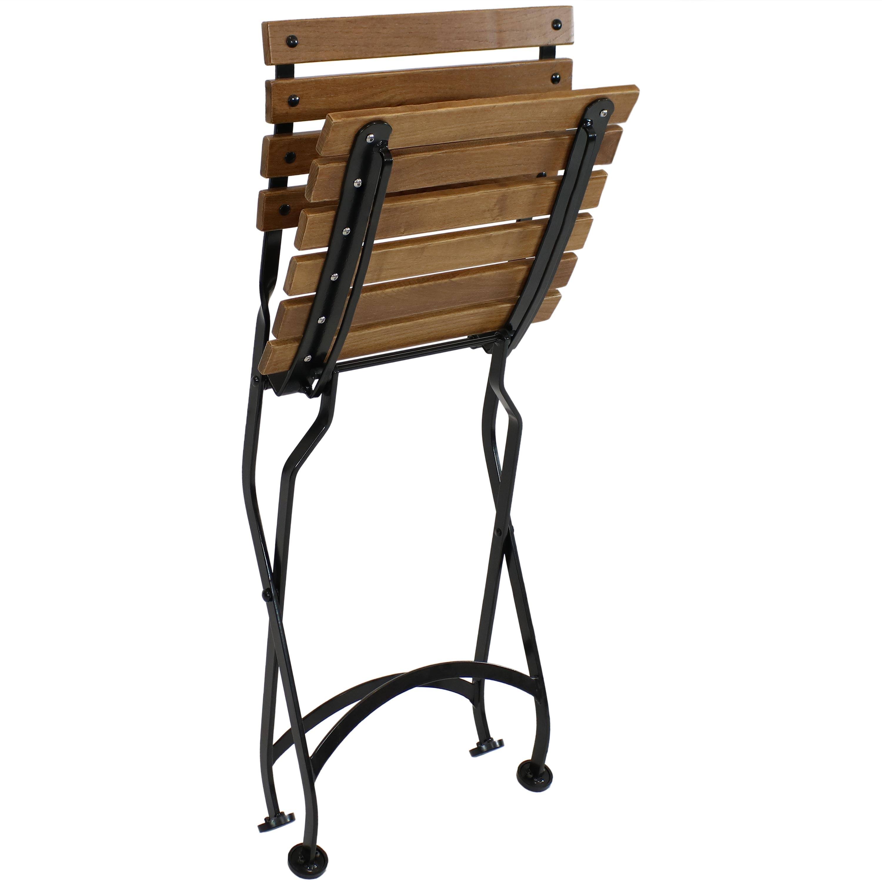 Alt View 5. Sunnydaze - European Chestnut Wood Folding Bistro Dining Chair - Set of 4 - Brown.