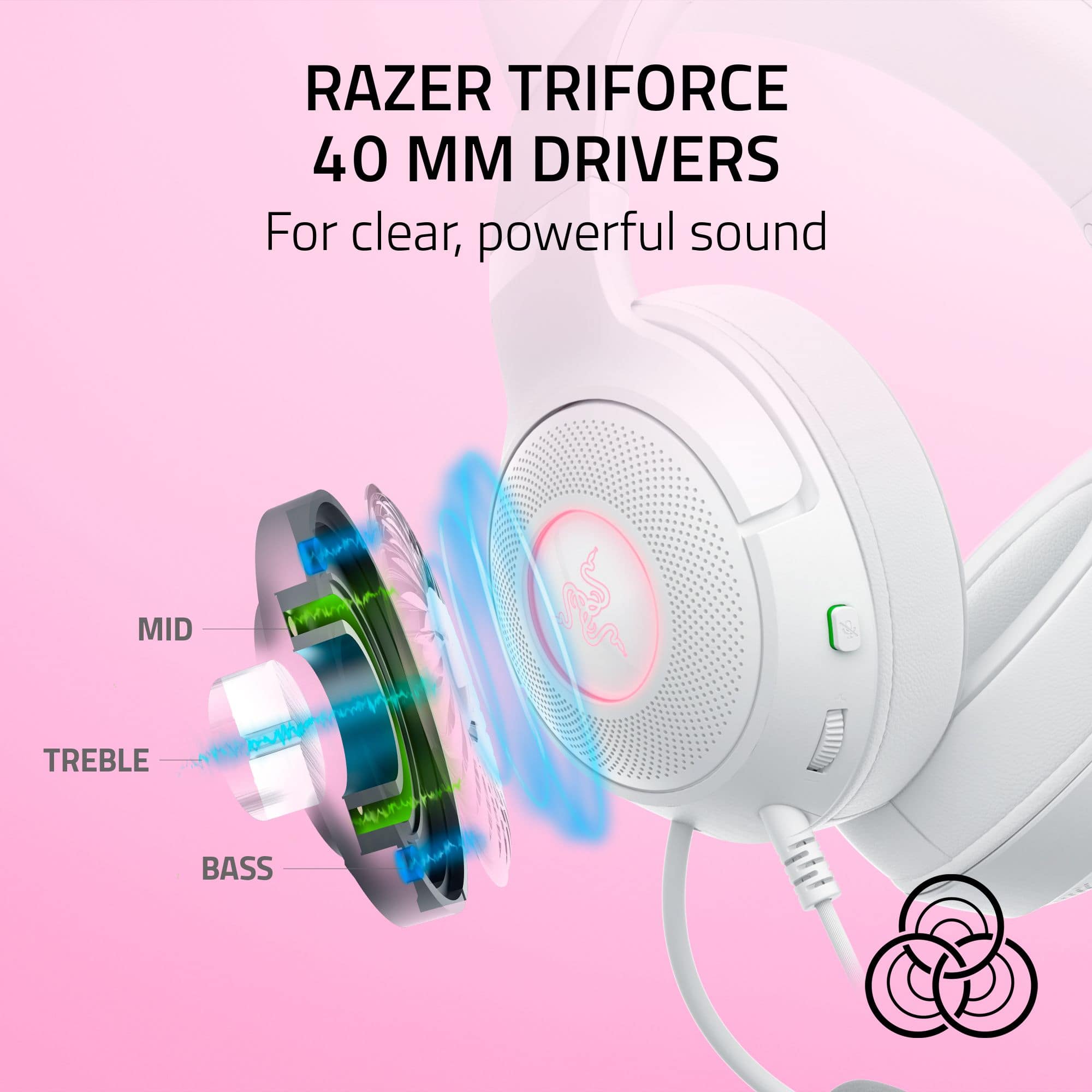 RAZER TRIFORCE 40 M DRIVERS For clear, powerful sound MID TREBLE BASS