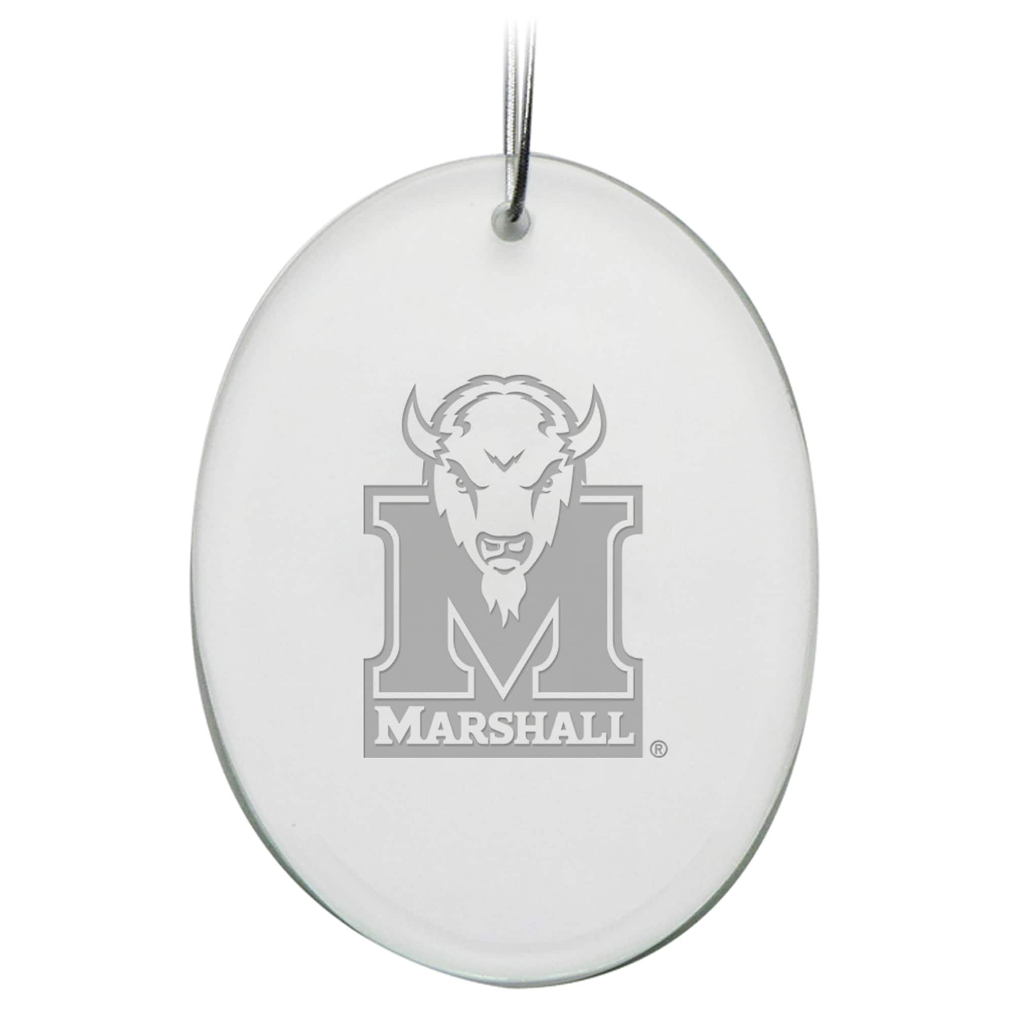 Jardine - Marshall Thundering Herd 2.75'' x 3.75'' Glass Oval Ornament - Multicolor