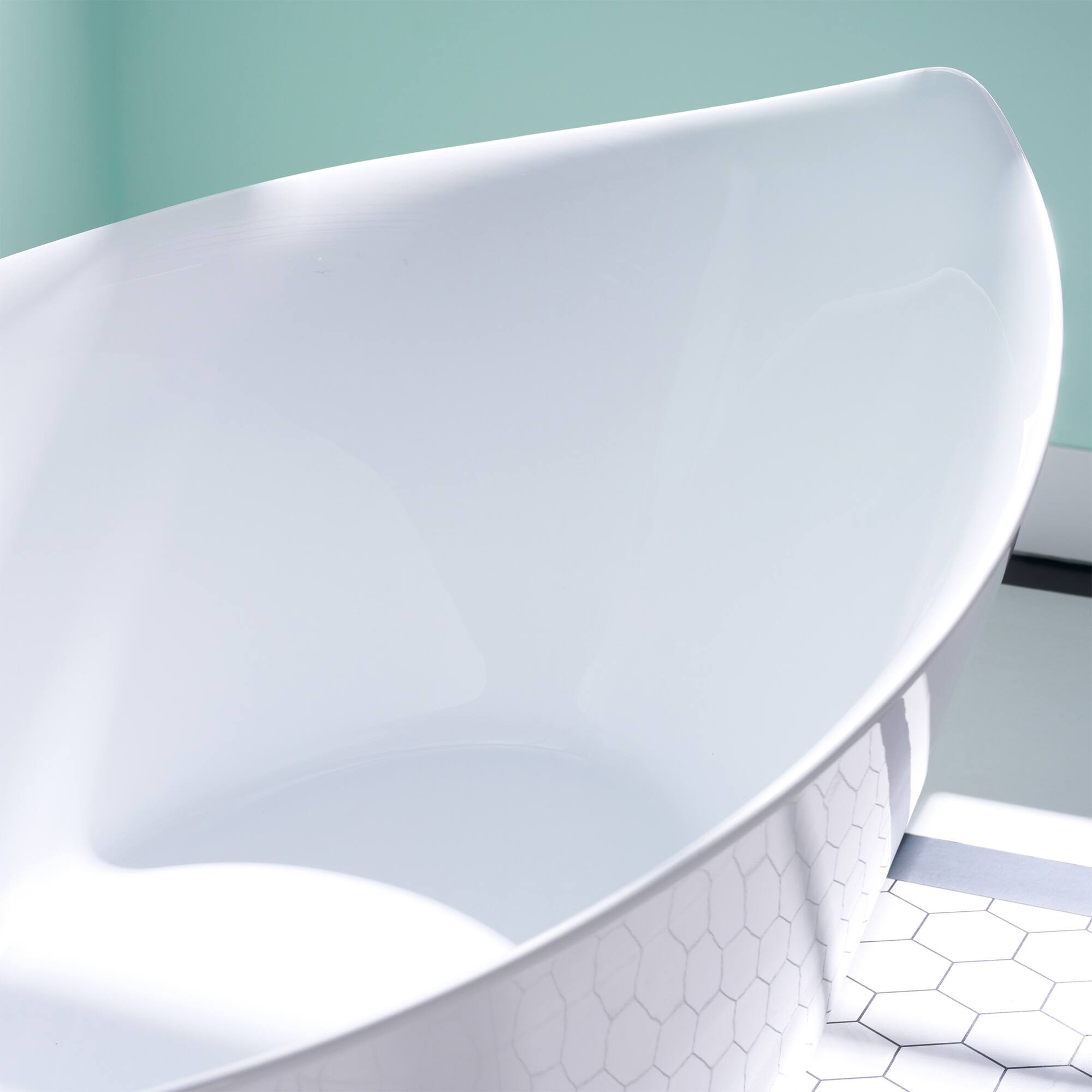 Alt View 7. WELLFOR - Swan 70 in. x 35 in. Acrylic Soaking Bathtub with Center Drain and Overflow - White.
