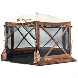 Clam - Quick Set Pavilion Camper 12.5 x 12.5 Foot Outdoor Gazebo Canopy Shelter - Brown/Tan