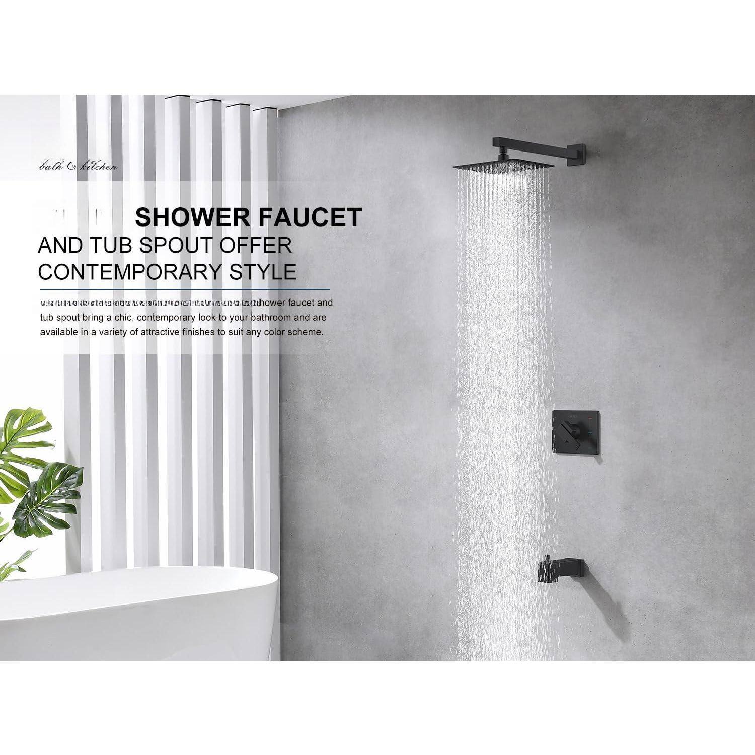 bath & kitchen

SHOWER FAUCET AND TUB SPOUT OFFER CONTEMPORARY STYLE

Our sleek shower faucet and tub spout bring a chic, contemporary look to your bathroom and are available in a variety of attractive finishes to suit any color scheme.
