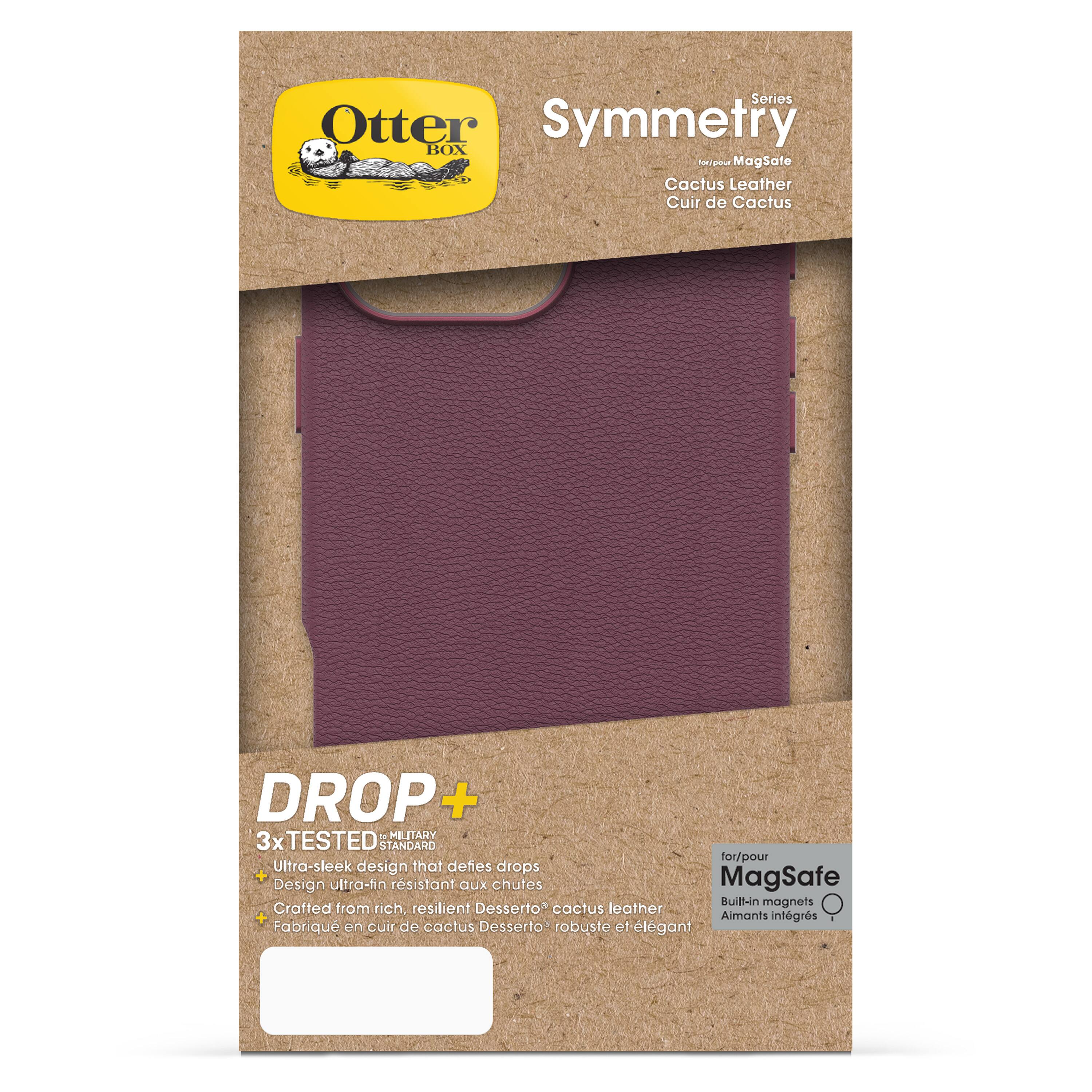 Series Otter Symmetry BOX Aa - MagSafe Cactus Leather Cuir de Cactus DROP + MILITARY M 3x TESTED STANDARD for/pour Ultra-sleek design that defies drops + MagSafe Design ultra-fin resistant aux chufes BuiB-in magnets Crafted from rich resilient Desserto cactus leather.