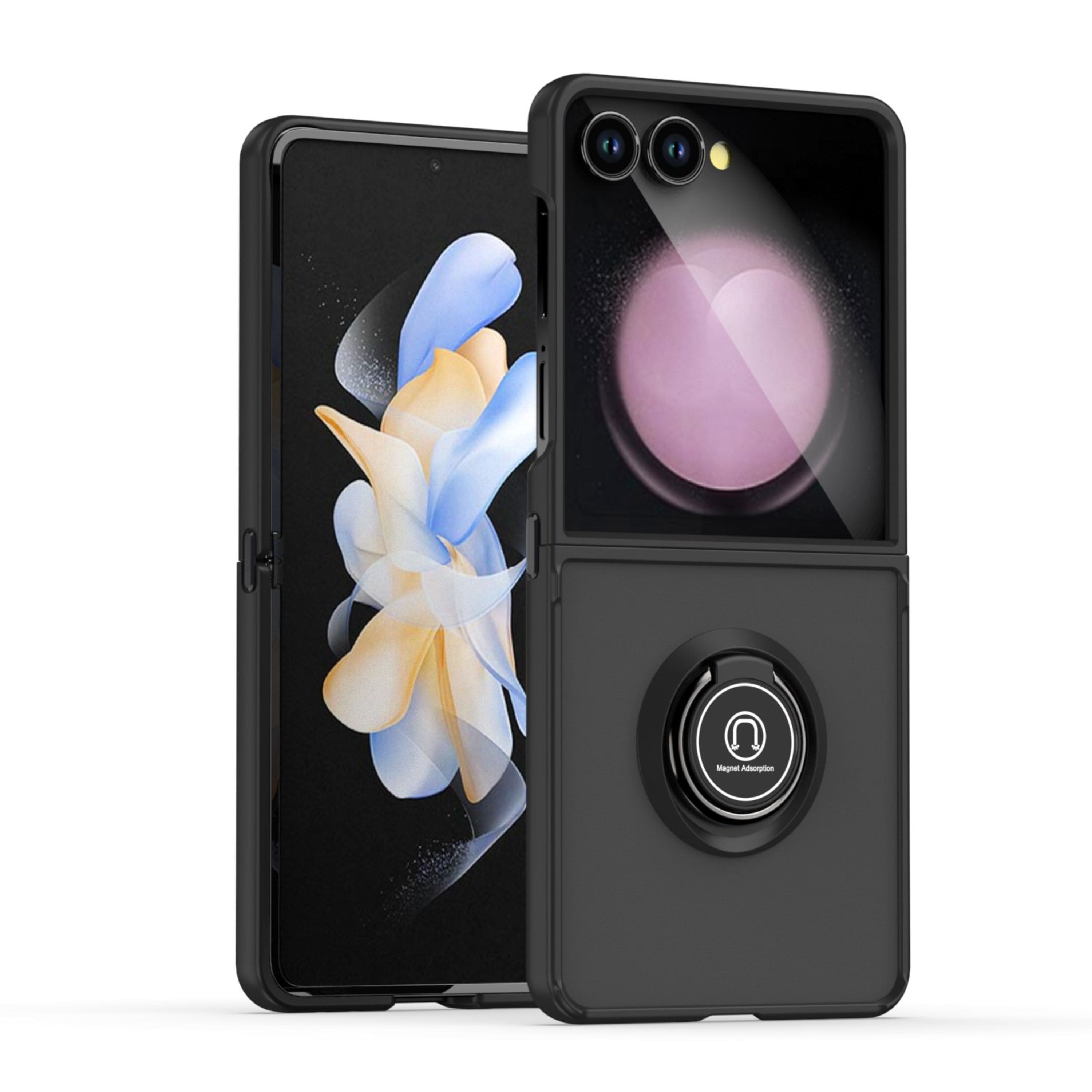 Kitcheniva - Frosted Back Case With Metal Ring Stand Tempered Glass For Samsung Z Flip7 - Clear/Black price history on PriceWatchPro