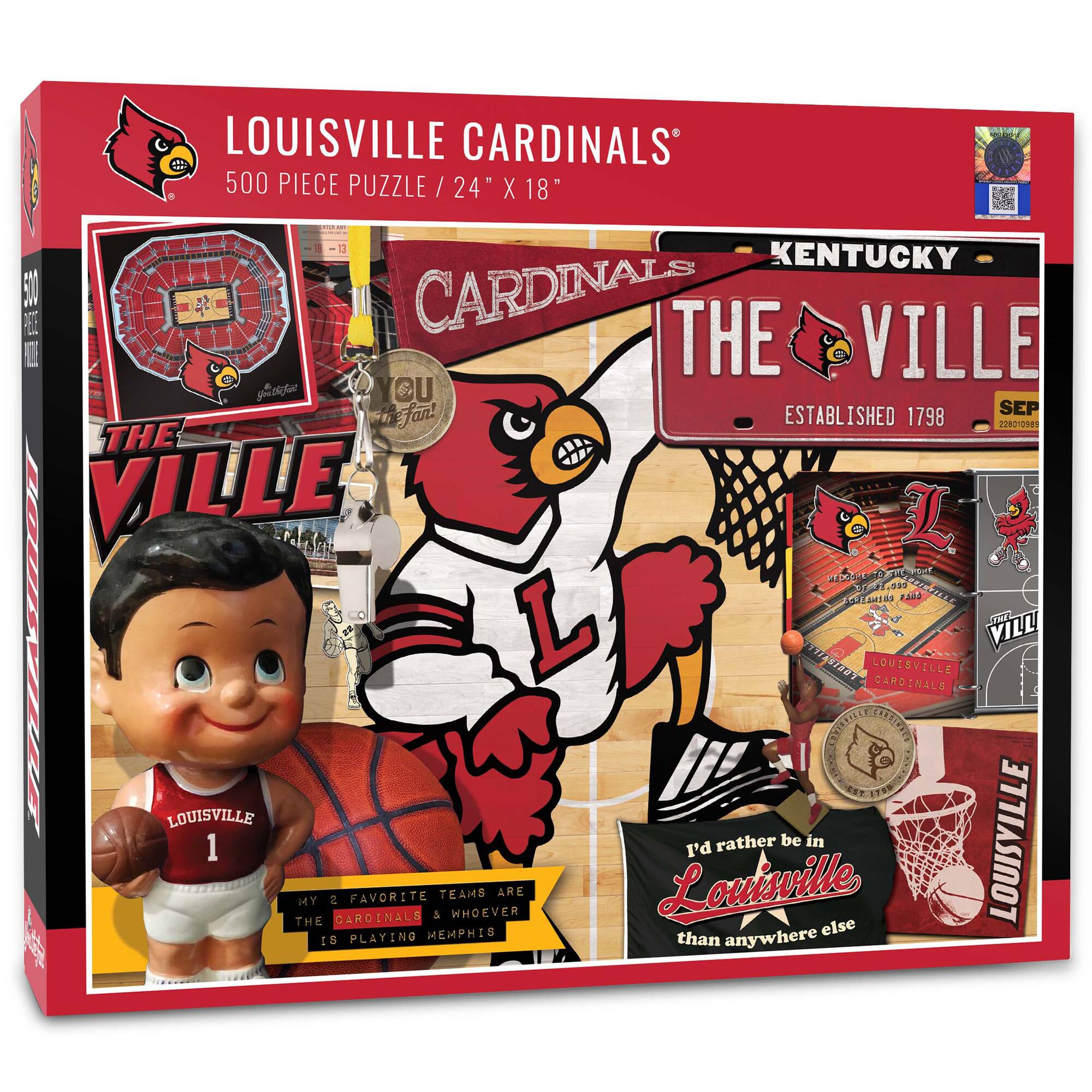 LOUISVILLE CARDINALS  
500 PIECE PUZZLE / 24" X 18"  

KENTUCKY  
THE VILLE  
ESTABLISHED 1798  

CARDINALS  
THE VILLE  

I'd rather be in Louisville than anywhere else  

MY FAVORITE TEAMS ARE THE CARDINALS & WHOEVER IS PLAYING MEMPHIS  

LOUISVILLE CARDINALS