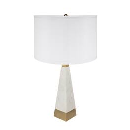 Luckbyte - 15x26 Inch White Gold Thin Pyramid Table Lamp With Drum Shade Assembly Required