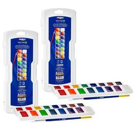 Prang - Half Pan Watercolors 16-Color Set with Brush 2 Sets