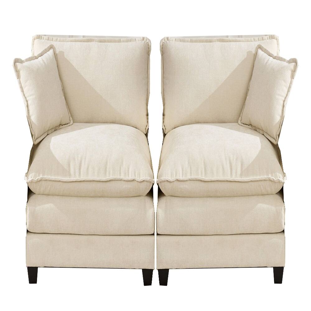Front. Loheer - Loheer Cloud Sofa 2 Seater Beige Sectional Modern Apartment Couch - Beige.