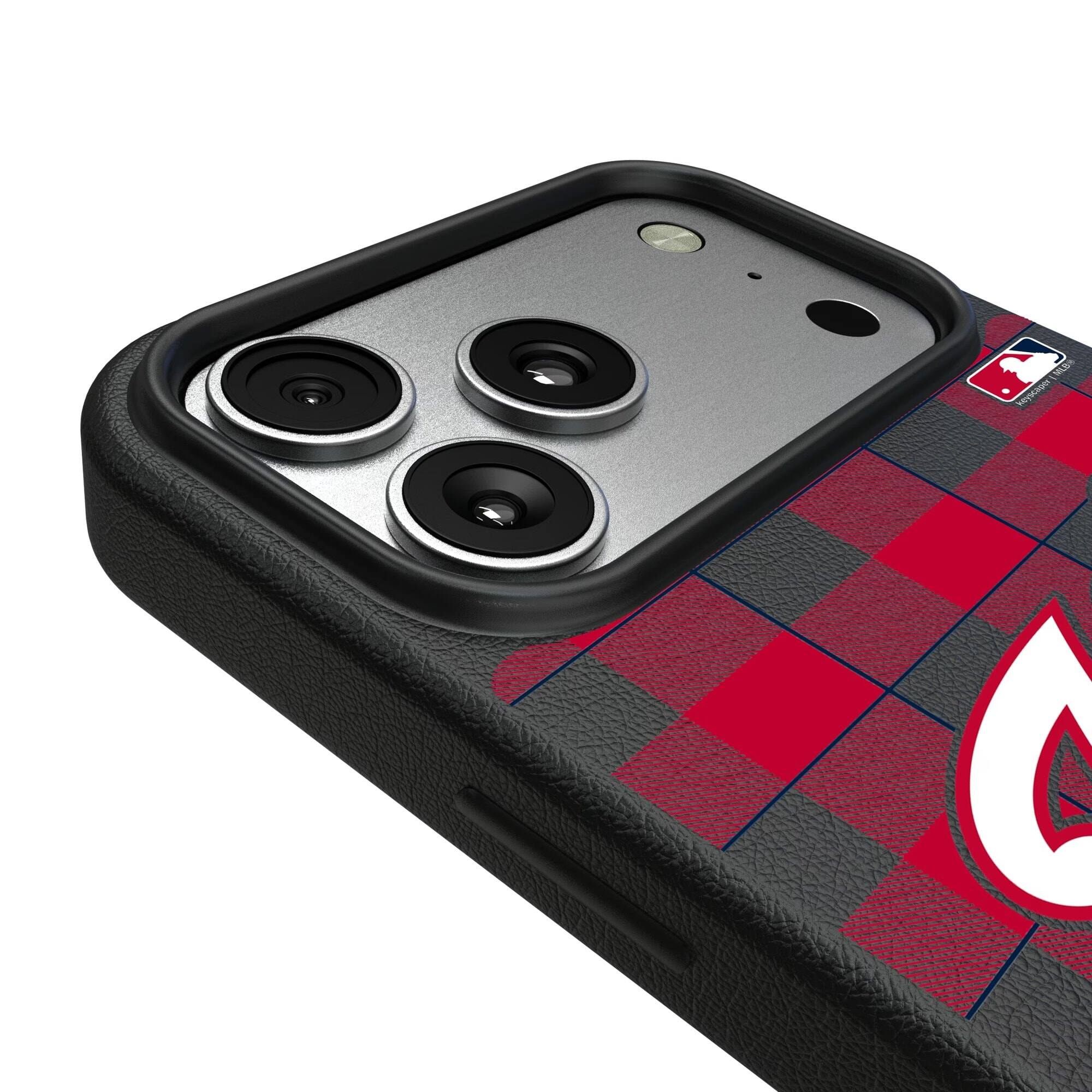 Alt View 2. Keyscaper - Washington Nationals Plaid Magnetic Bump iPhone Case - 15 Plus - Black.