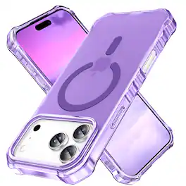 Dteck - Magnetic Rugged Shockproof Case for Apple iPhone 17 Pro Max Matte Translucent Back Cover Slim Wave Grip Protective Shell - Purple