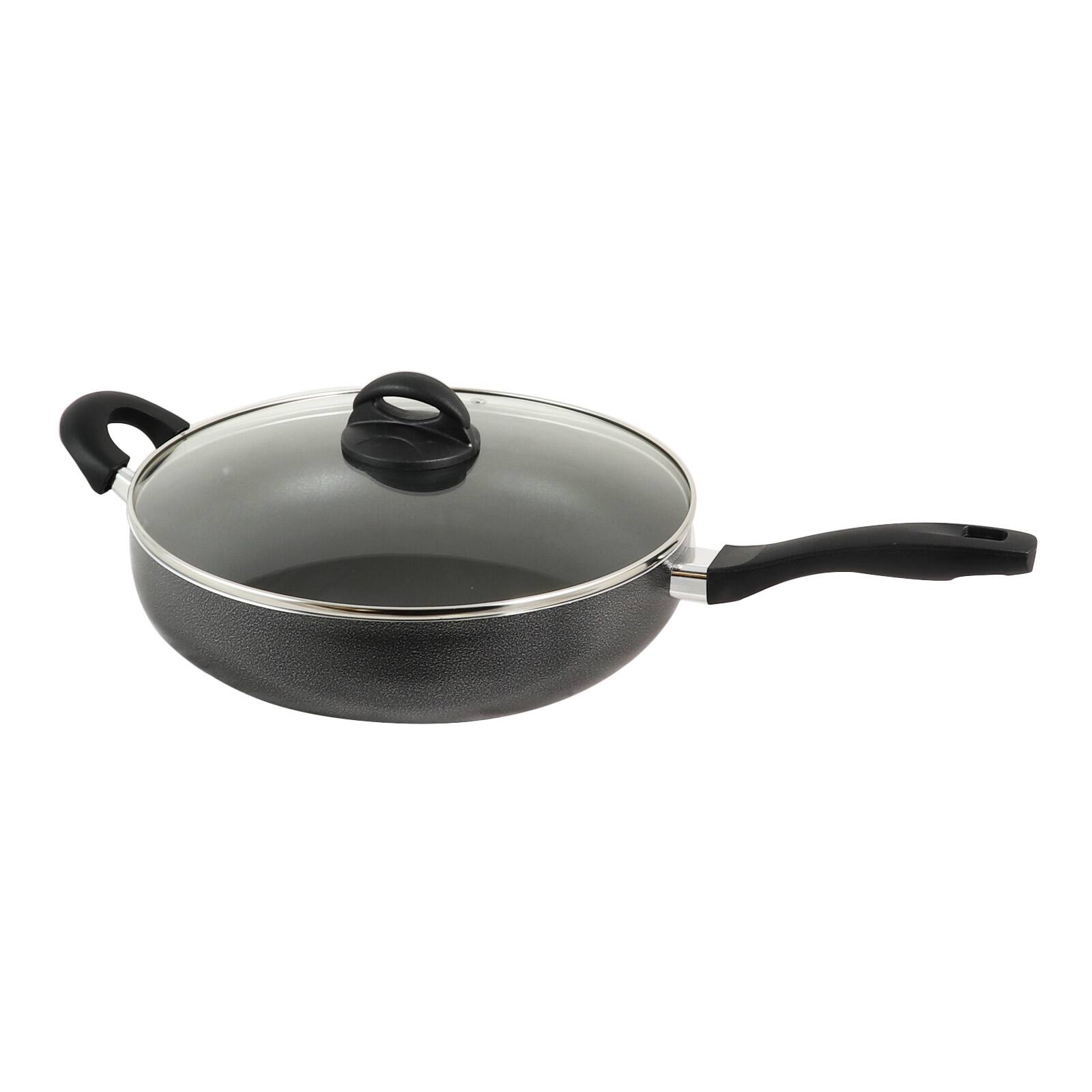 Front. Oster - Oster Clairborne 12 Inch Aluminum Sauté Pan with Lid in Charcoal Grey - Grey.