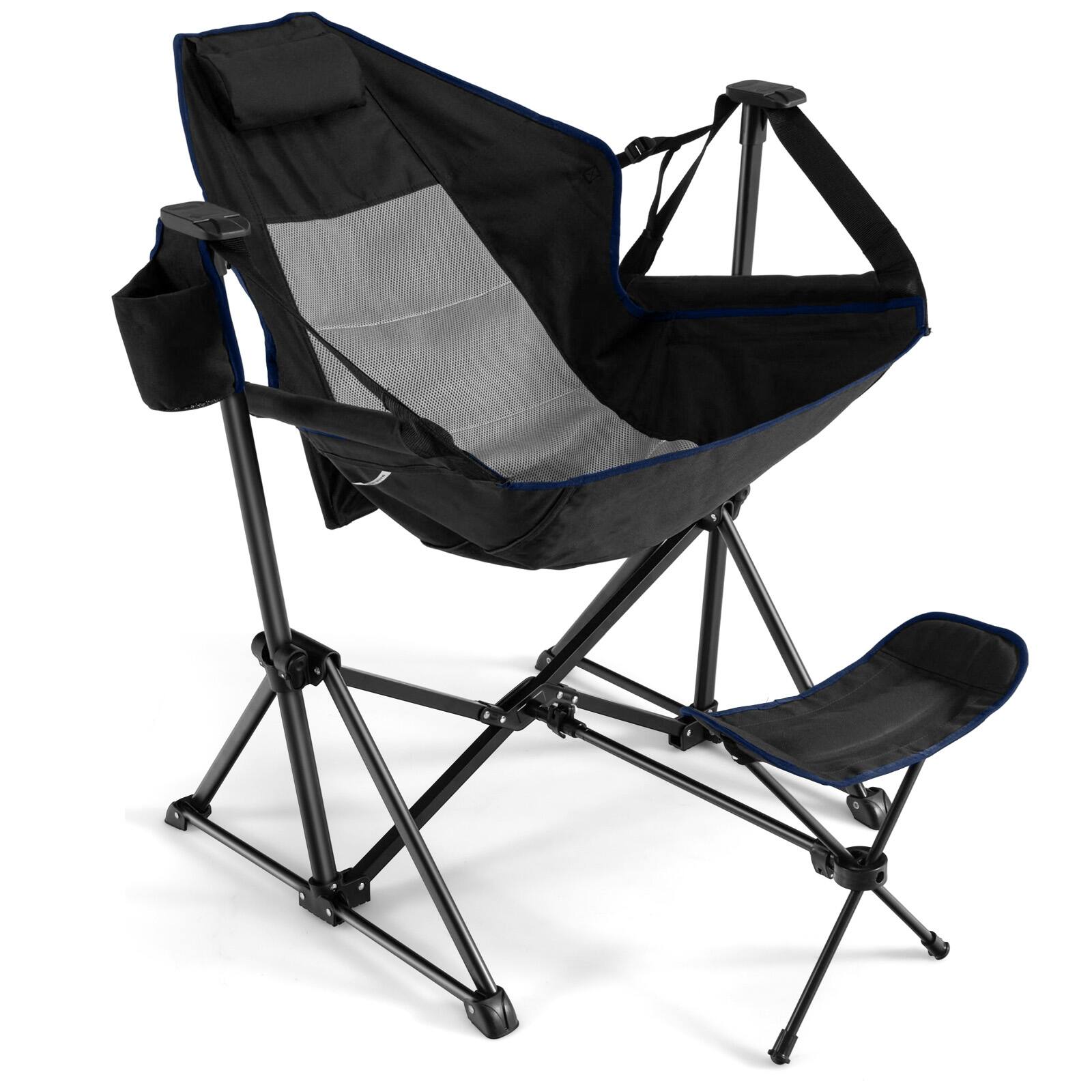 Alt View 17. Costway - Hammock Camping Chair w/ Retractable Footrest & Carrying Bag for Camping Picnic - Black.