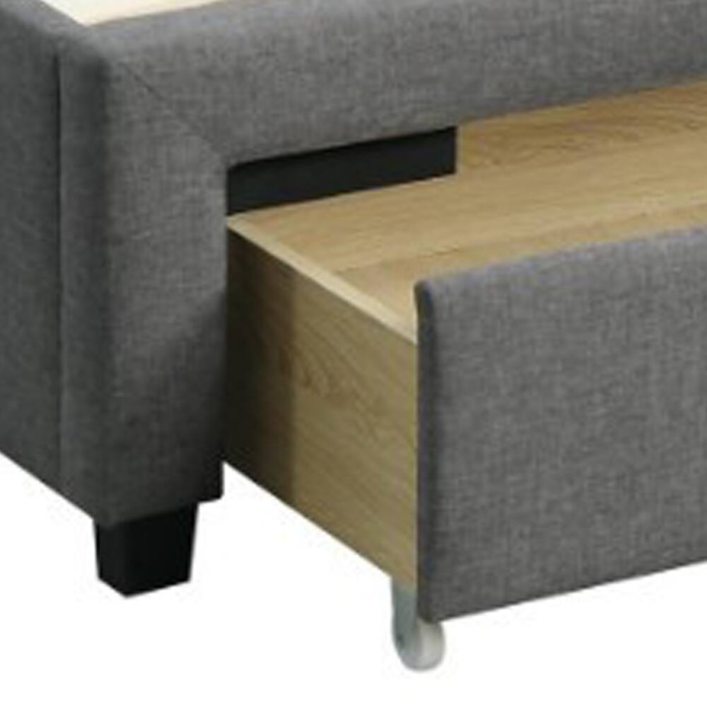 Alt View 3. Manhattan Lane - Upholstered Wooden Full Bed With Button Tufted Headboard & Lower Storage Drawer Gray - Gray.