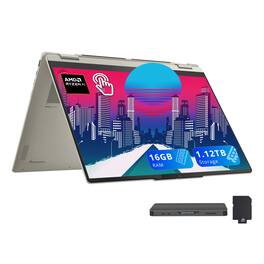 Lenovo - Yoga 7 2-in-1 16" 2K Touchscreen Laptop,AMD Ryzen AI 5 340,16GB RAM,1TB SSD,Win 11 ,160GB Dock Station - Seashell