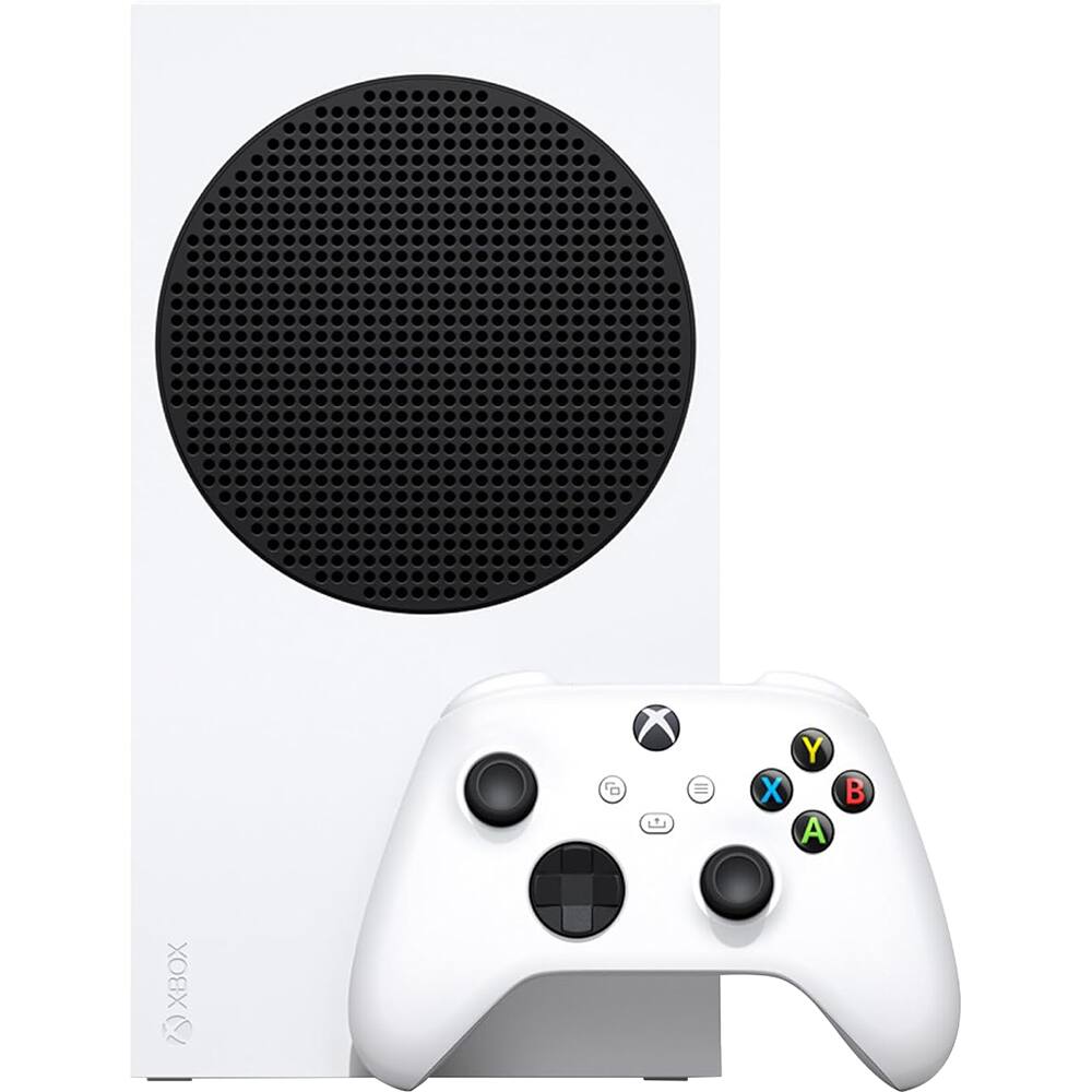 Left. Microsoft - Xbox Series S 512GB All-digital Gaming Console - White Dual Controller Bundle - Robot White.