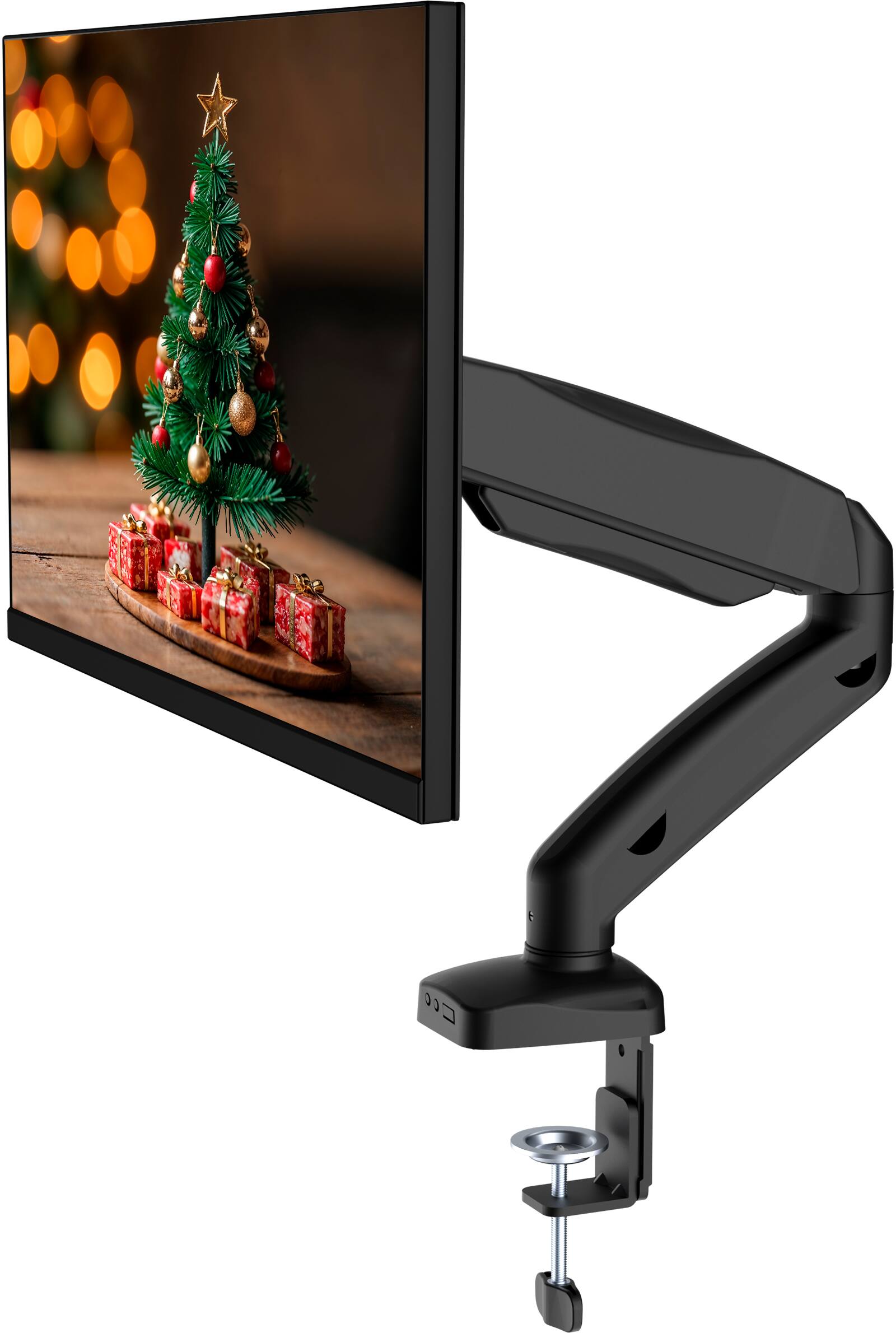 Angle. ACGAM - Single Monitor Arm, Fully Adjustable Spring-Assisted Monitor Desk Mount for Computer Screen 17-32 Inch and 4.4-19.8 lbs - Matte Black.