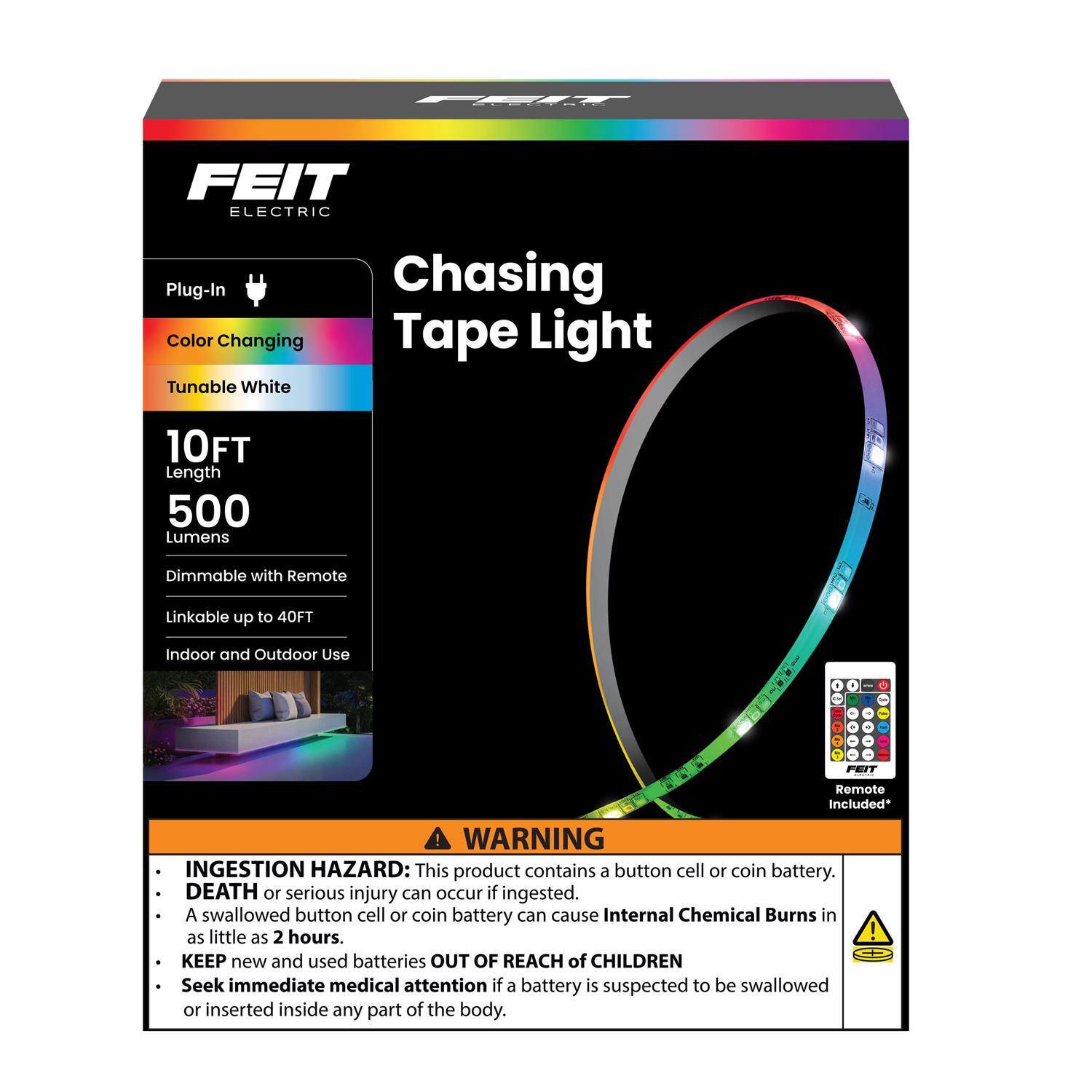 FEIT ELECTRIC - Feit 10 ft. L Color Changing Plug-In LED Tape Light 1 pk