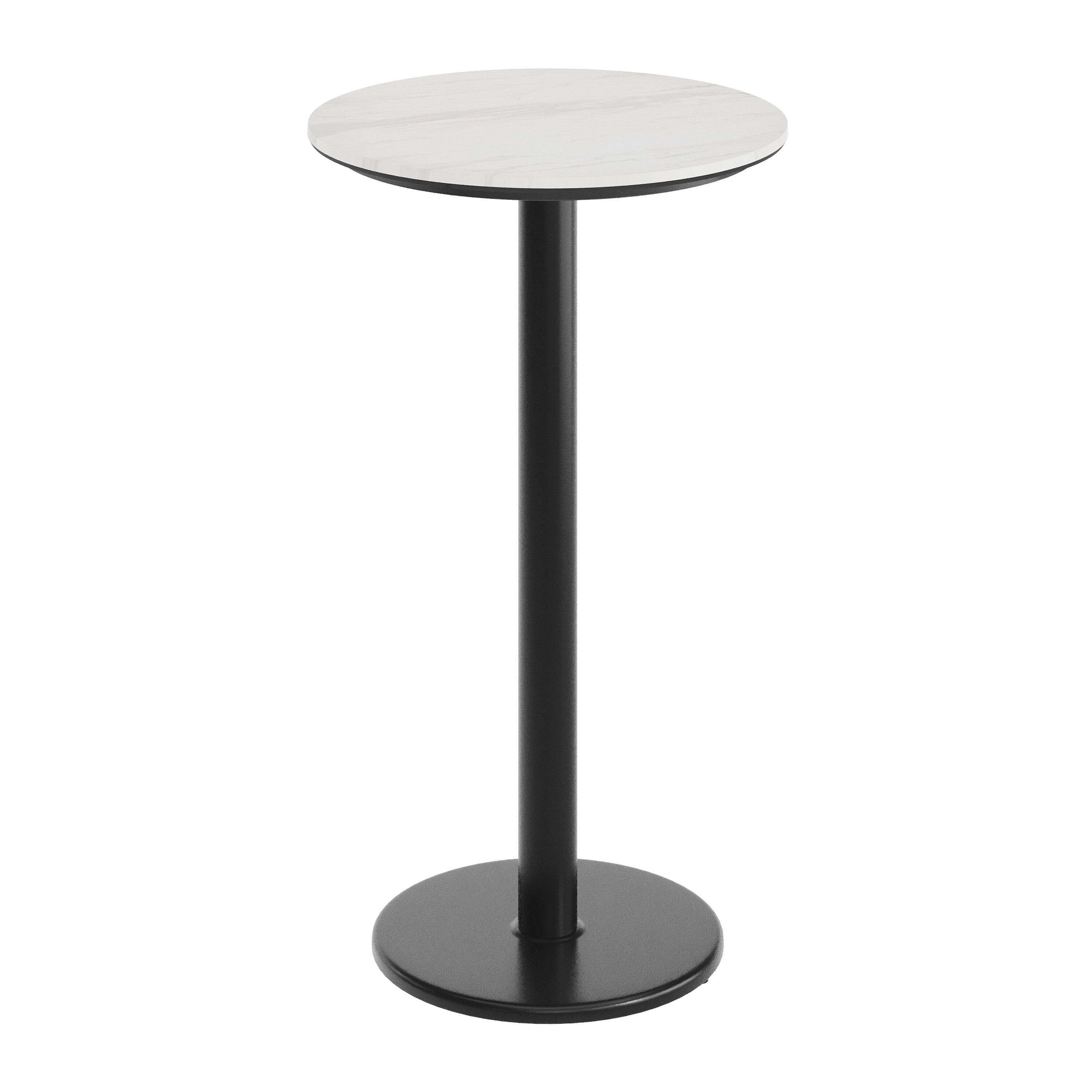 White Faux Marble/Black Base