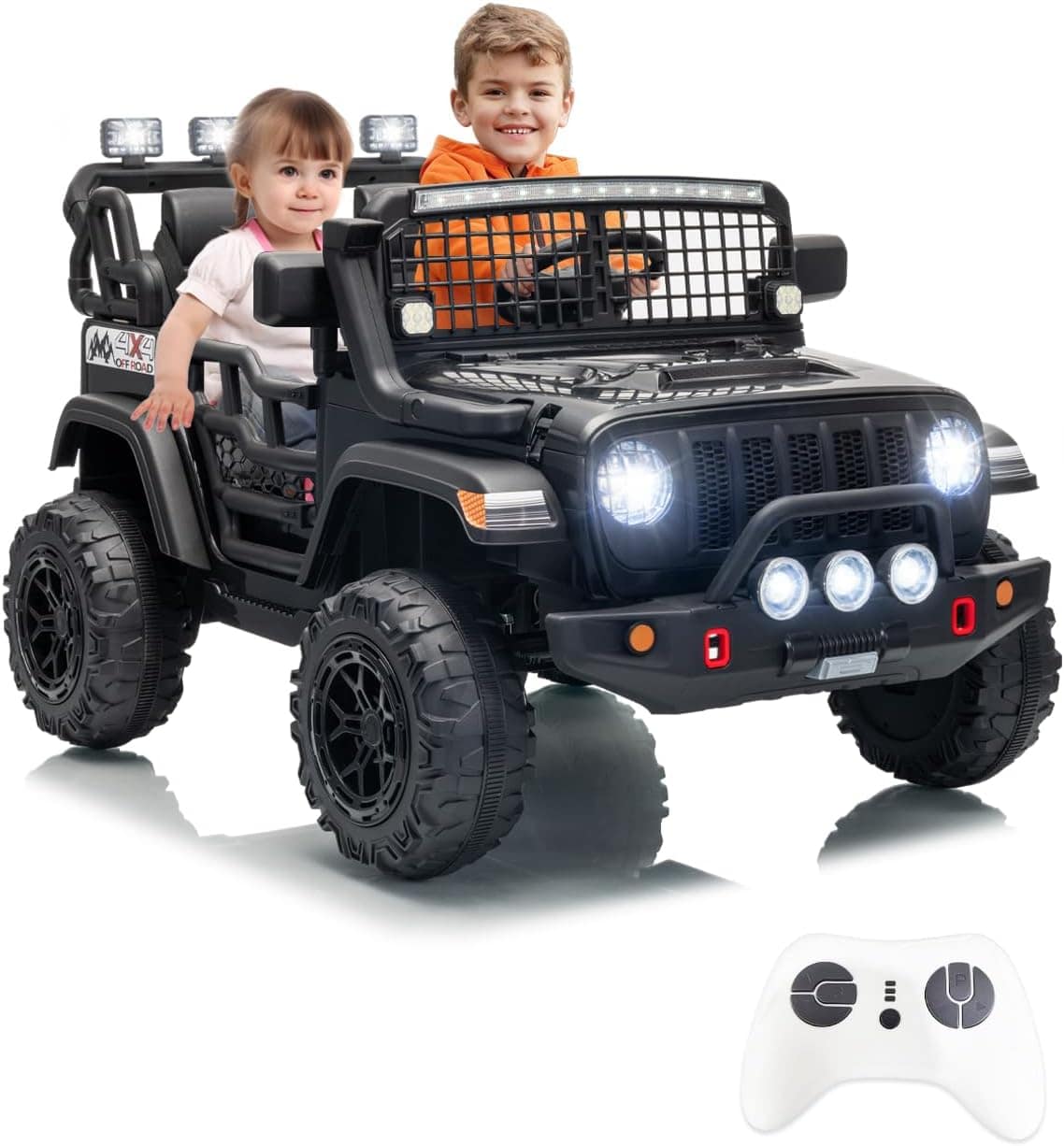 Homhougo - 2 Seats 24V Kids Electric Ride on Car with Remote Control, 20" Large Seat with 2 Safety Belts