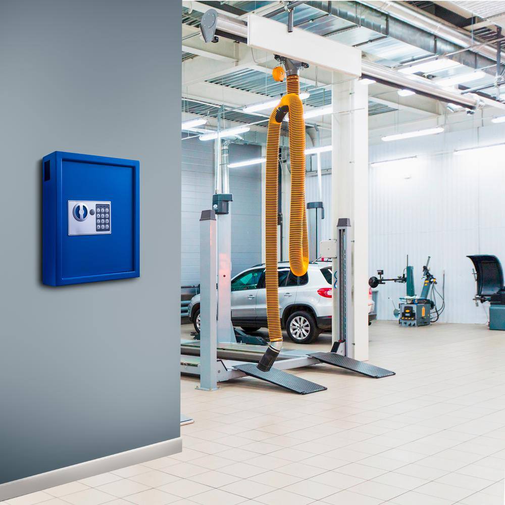 Back. AdirOffice - Steel Digital Key Cabinet, 40-Key Capacity with Programmable Lock - Blue.