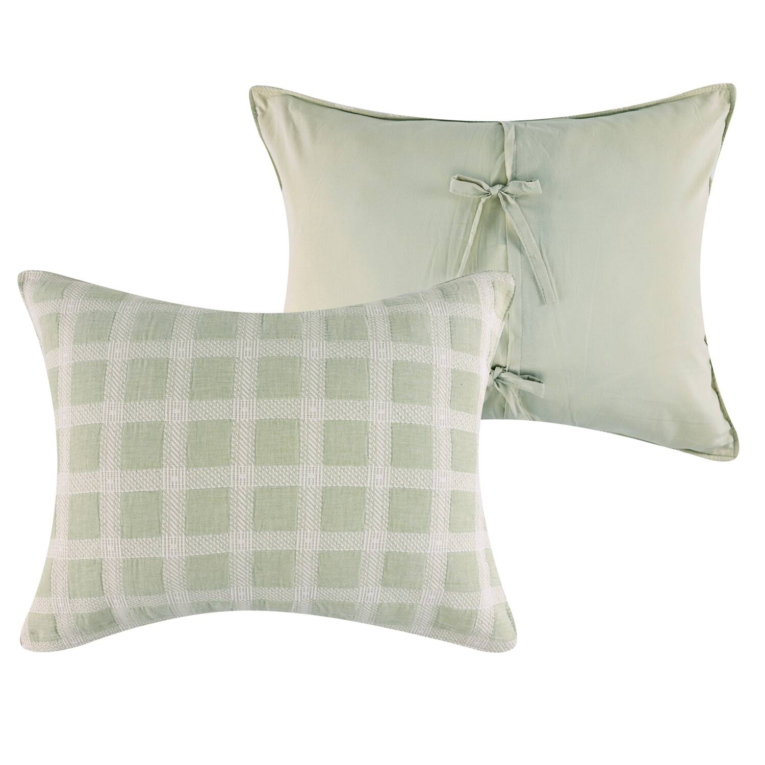Angle. Greenland Home Fashions - Greenland Home Fashions Millhouse 100% Cotton Pillow Sham Standard 20x26 Sage - Sage.