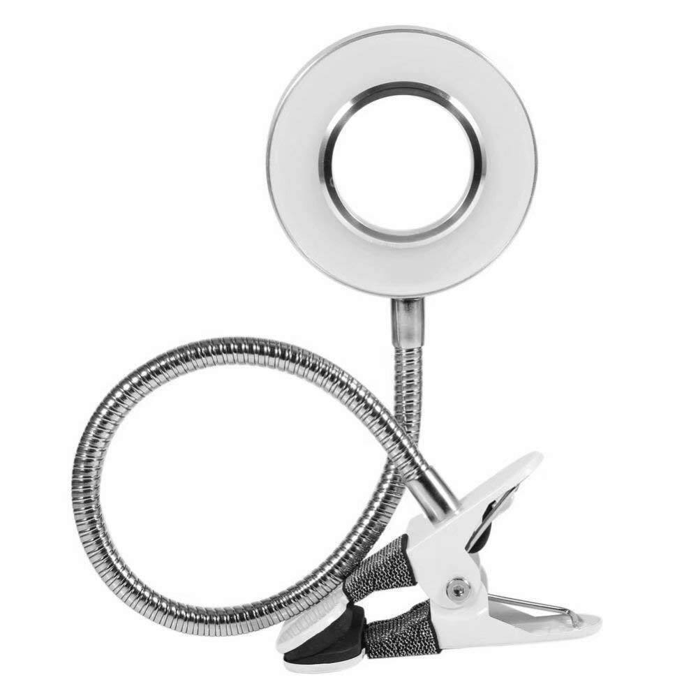 Front. PARKER SLATER - LED clip-on desk lamp with clamp, 360° flexible gooseneck, 3 color modes for reading, nail art, makeup, or bedside use. - Silver.