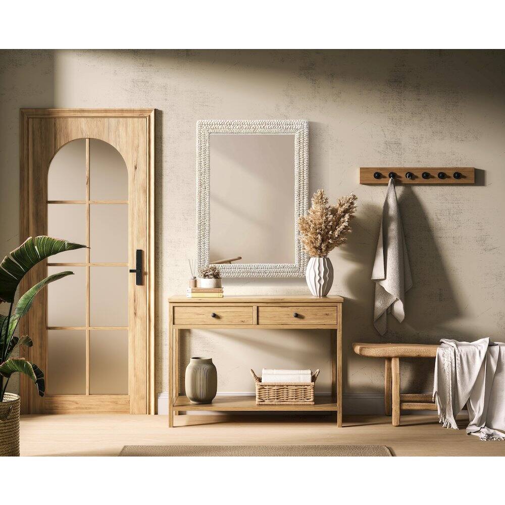Alt View 7. Elegant Decor - Rectangle Cornhusk Mirror 30x42 in Linen White - Linen White.