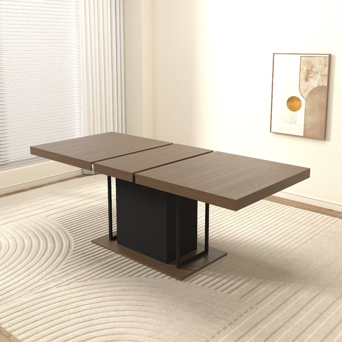 Alt View 6. Loheer - Loheer Extendable Dining Table, Rectangular Aged Wood Look, Seats Six to Ten, 63 to 79 Inches - Black Brown.