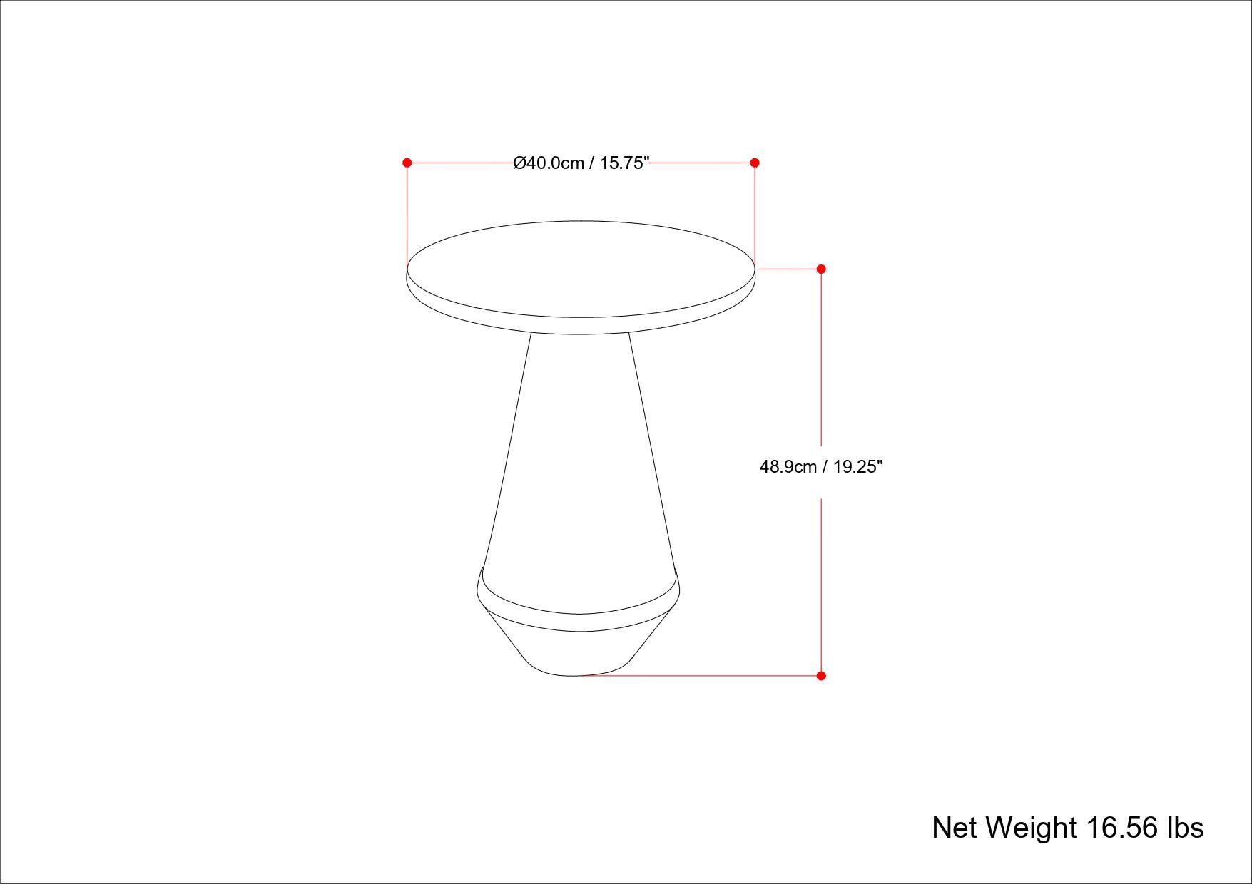40.0cm / 15.75"  
48.9cm / 19.25"  
Net Weight 16.56 lbs