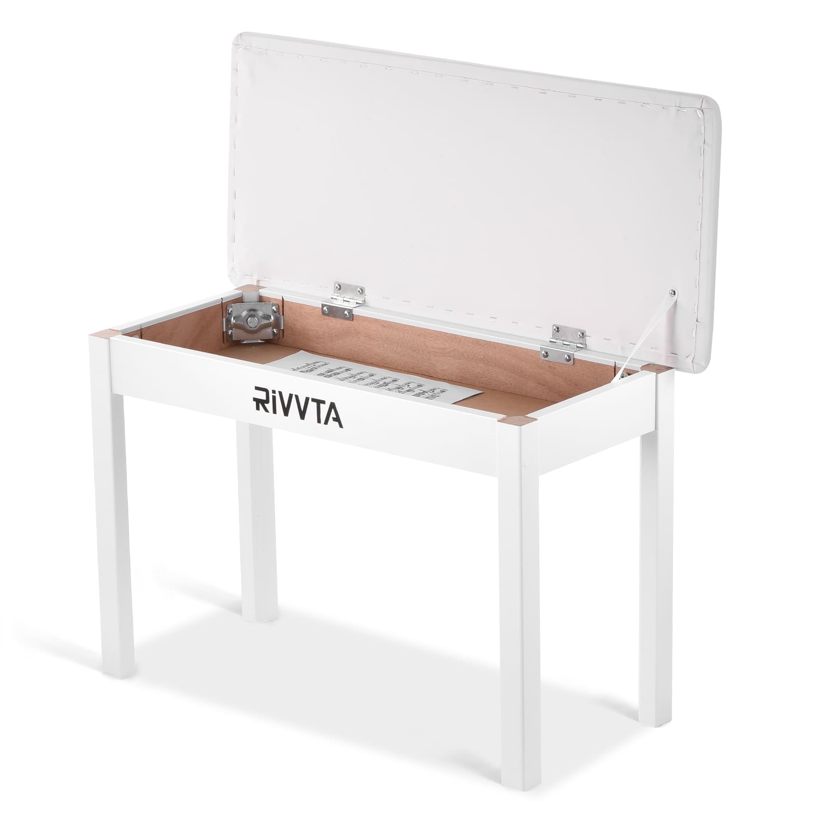 Unique Bargains - Piano Bench Keyboard Bench Wooden Piano Stool with Waterproof Padded Cushion Keyboard Chair for Vanity Living Room - White