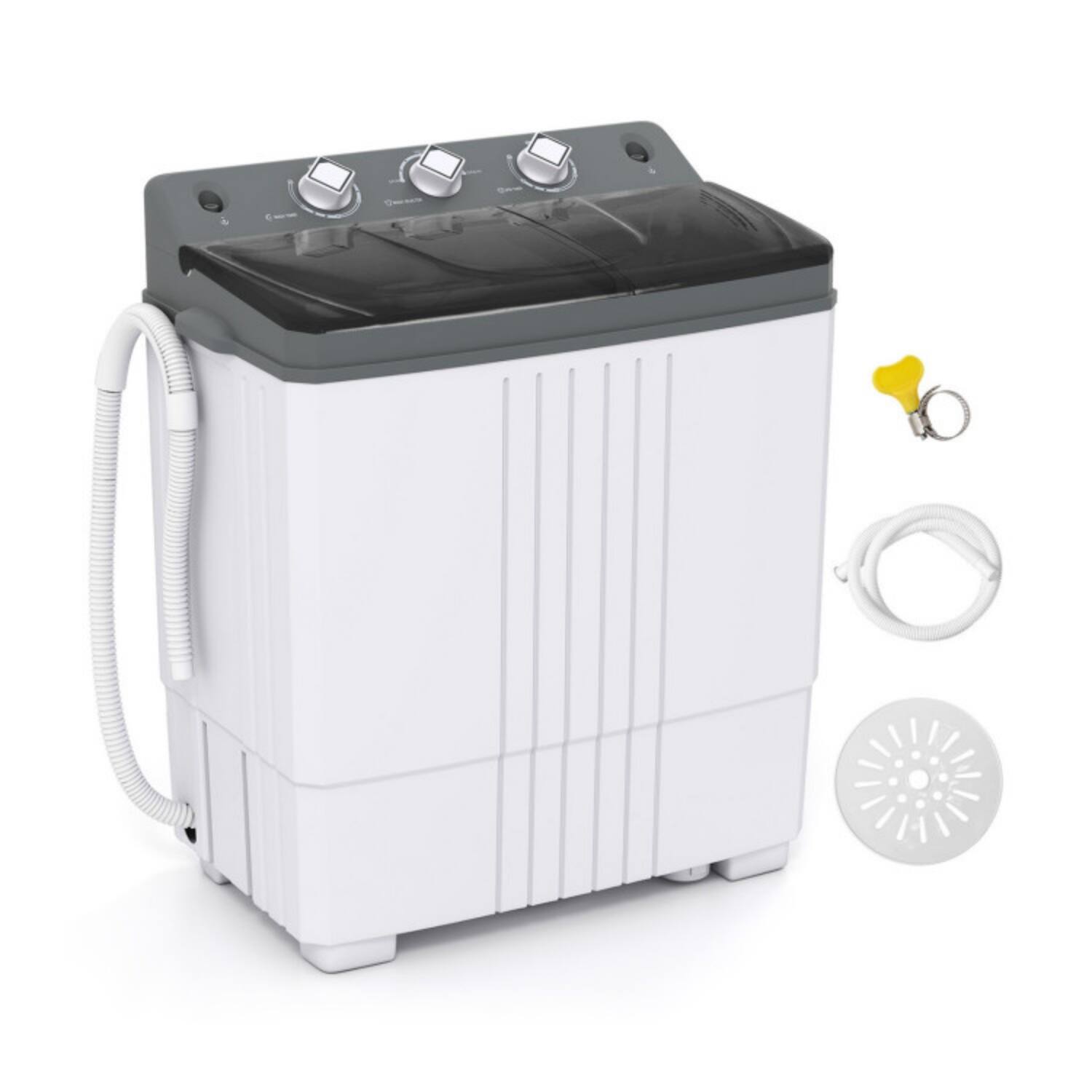 Alt View 5. LUCKY ONE - Freestanding Portable Washing Machine Washer with Built-in Drain Pump 1-Piece - Gray.